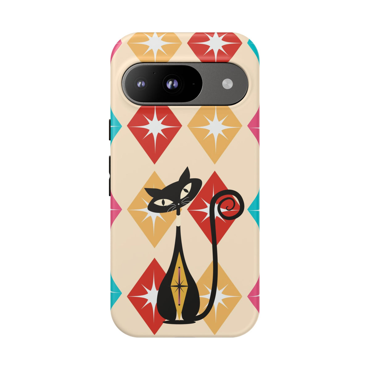 Mid Century Modern Atomic Cat, Atomic 50s Diamonds Retro Phone Tough Cases