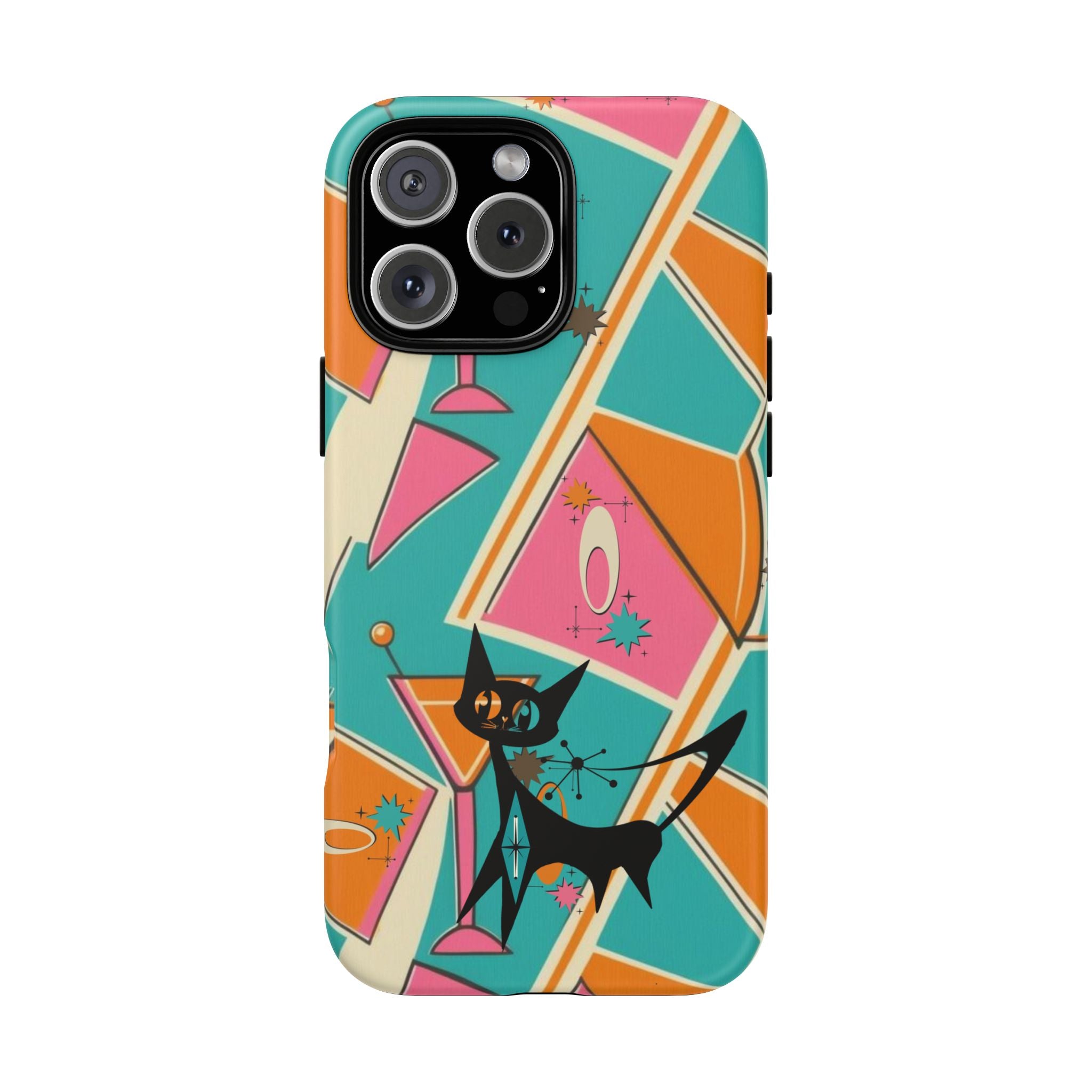 Atomic Cat Mid Mod Retro Cat Phone Case - Tough Cases for Stylish Cat Lovers