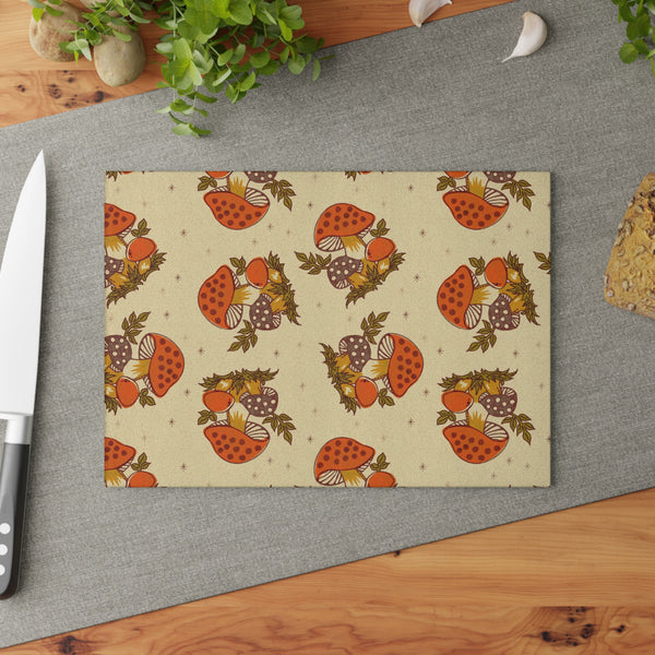 Vintage Merry Mushroom 70s Kitchen Glass Cutting Board