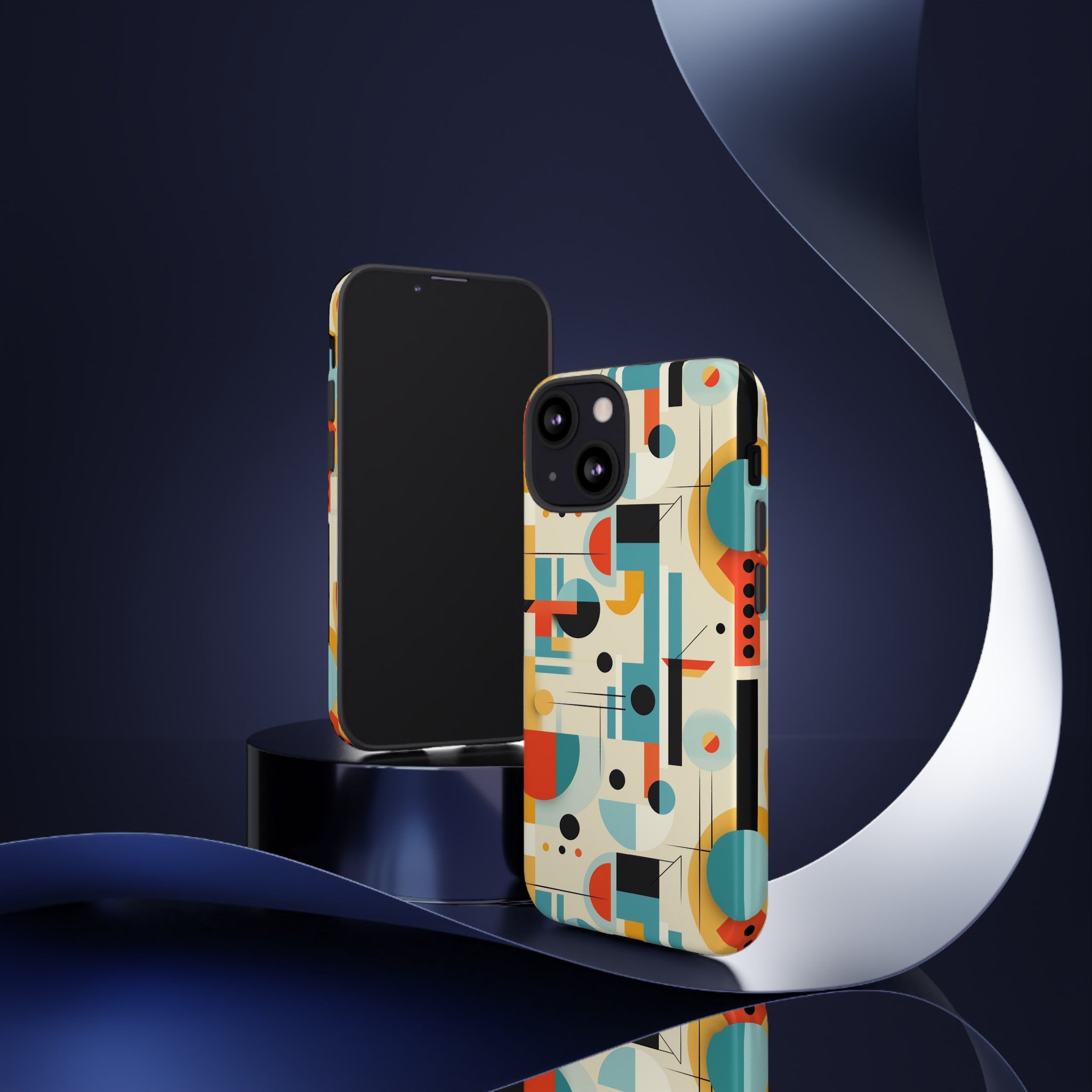 Bauhaus Designed Mid Mod Geometric Groovy Smart Phone, iPhone, Samsung Compatible Tough Cases - Mid Century Modern Gal