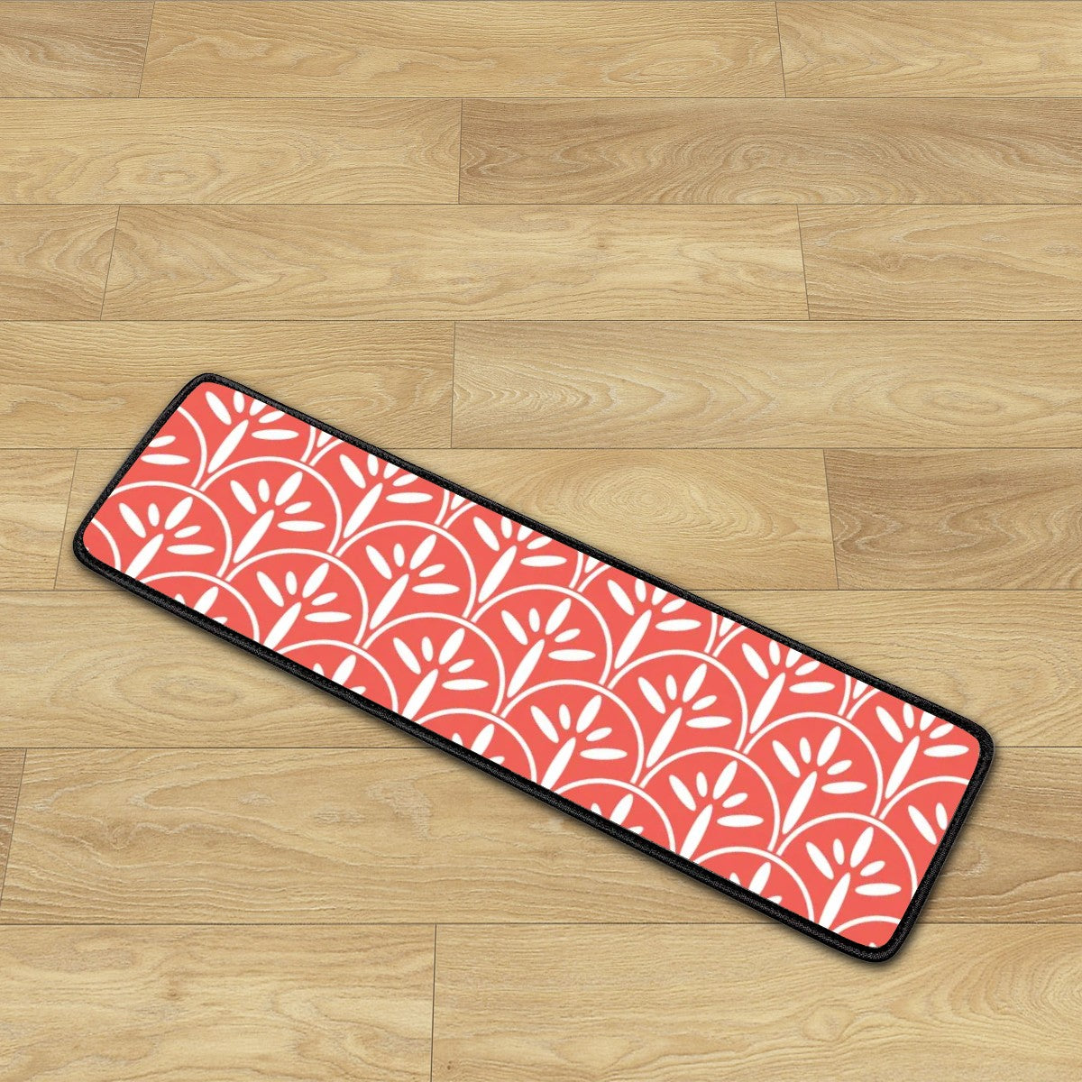 Art Deco Stair Tread Carpets | Coral And White Mid Century Modern Style Non Slip Carpet for Stairs Treads - Mid Century Modern Gal