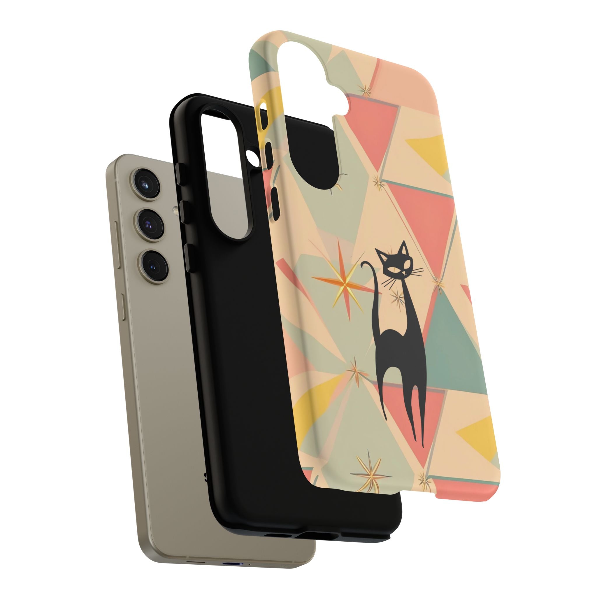 Atomic Cat Mid Mod Retro Cat Phone Case | Tough Cases with Vintage Vibe | Ideal for Cat Lovers