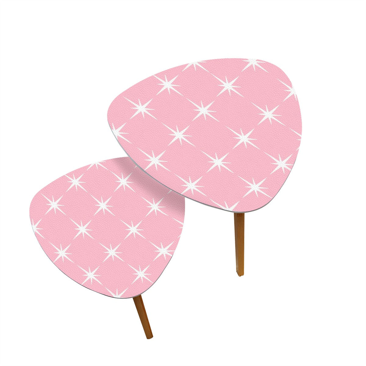Atomic Pink White Starbursts Retro 50s Mid Century Modern Nesting Tables - Mid Century Modern Gal