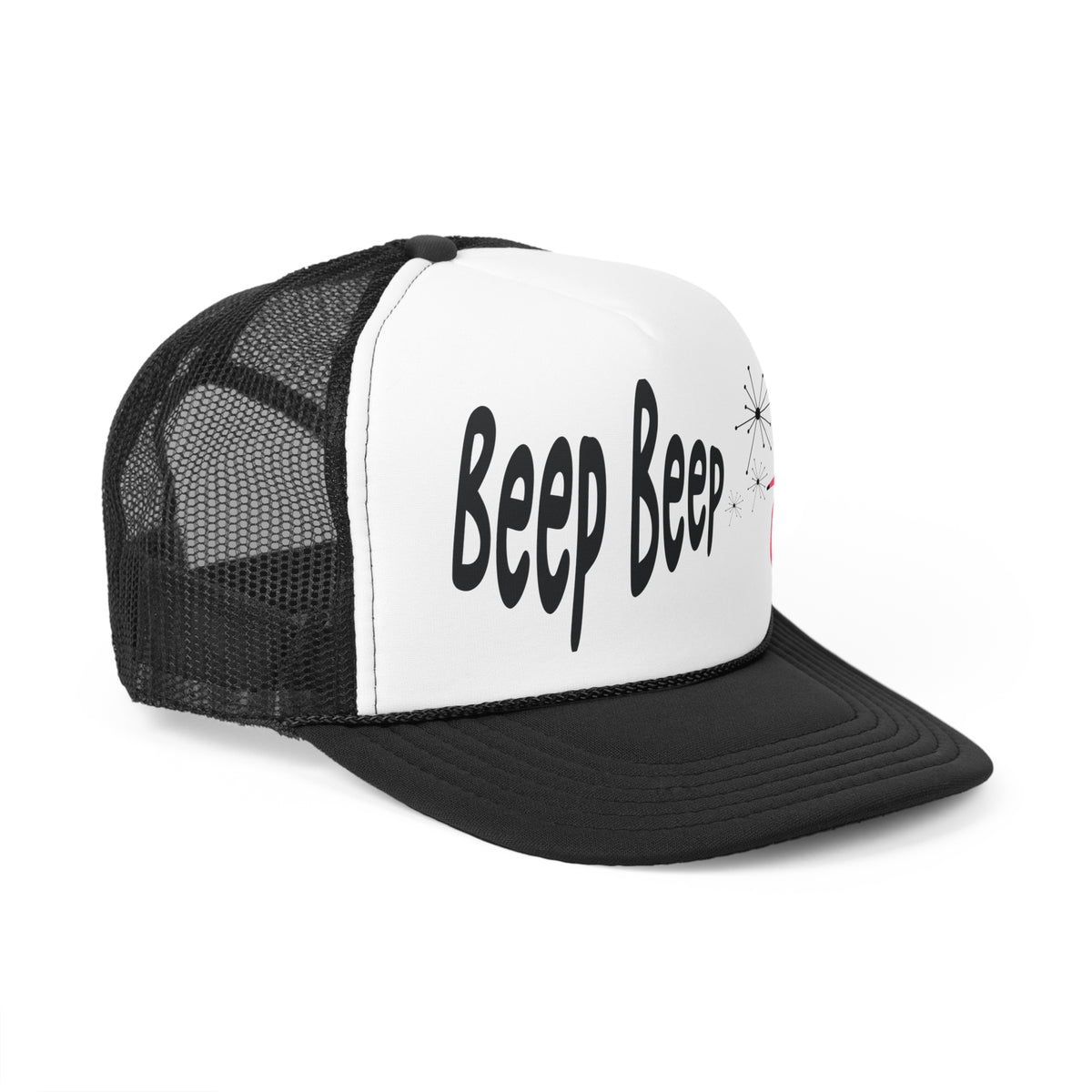 Atomic Cat Funny Beep Beep, Retro Summer Lightweight Trucker Caps, Kitschy Fun Atomic Gift - Mid Century Modern Gal