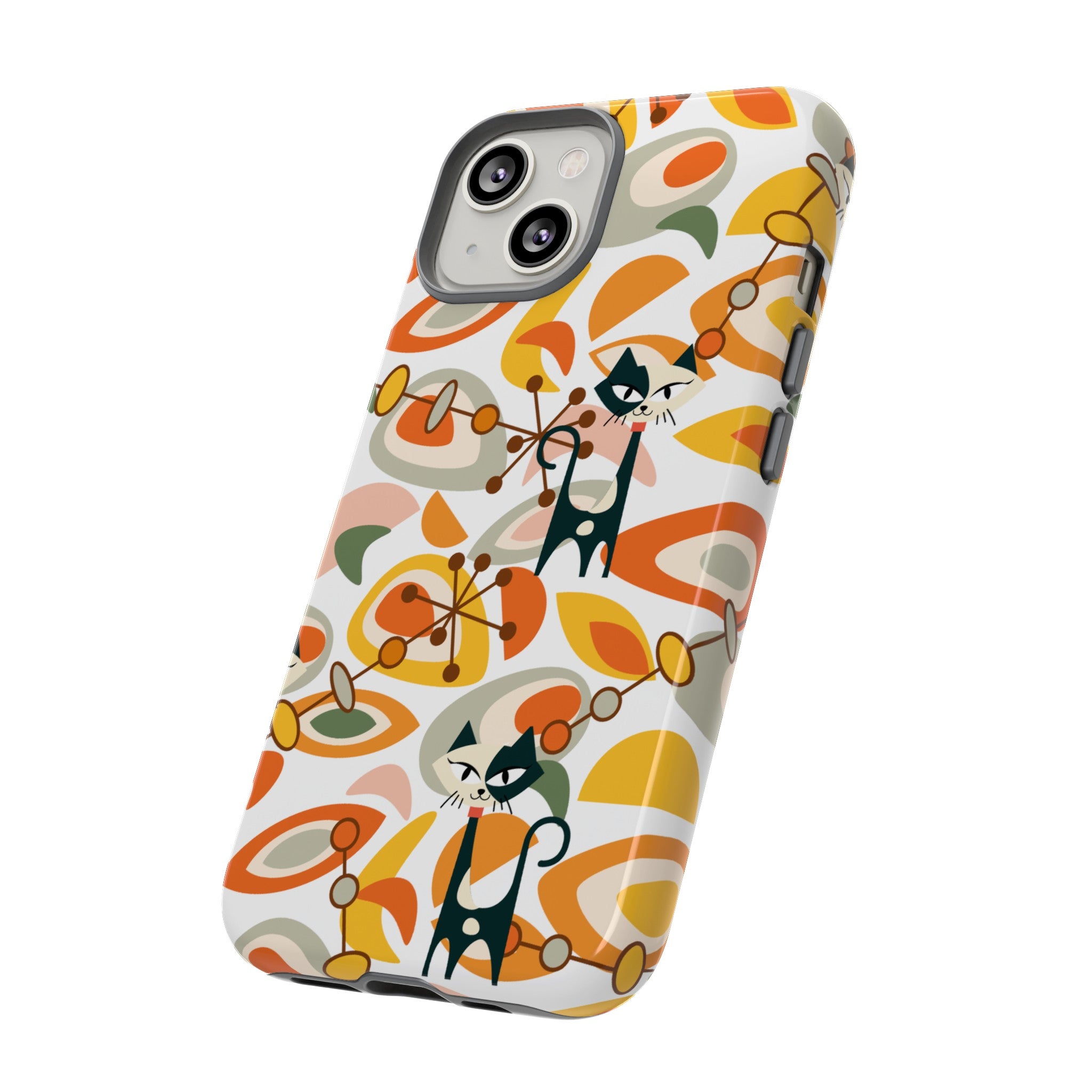 Atomic Cat Mid Mod Orange, Yellow, Groovy Cat Smart Phone Tough Cases