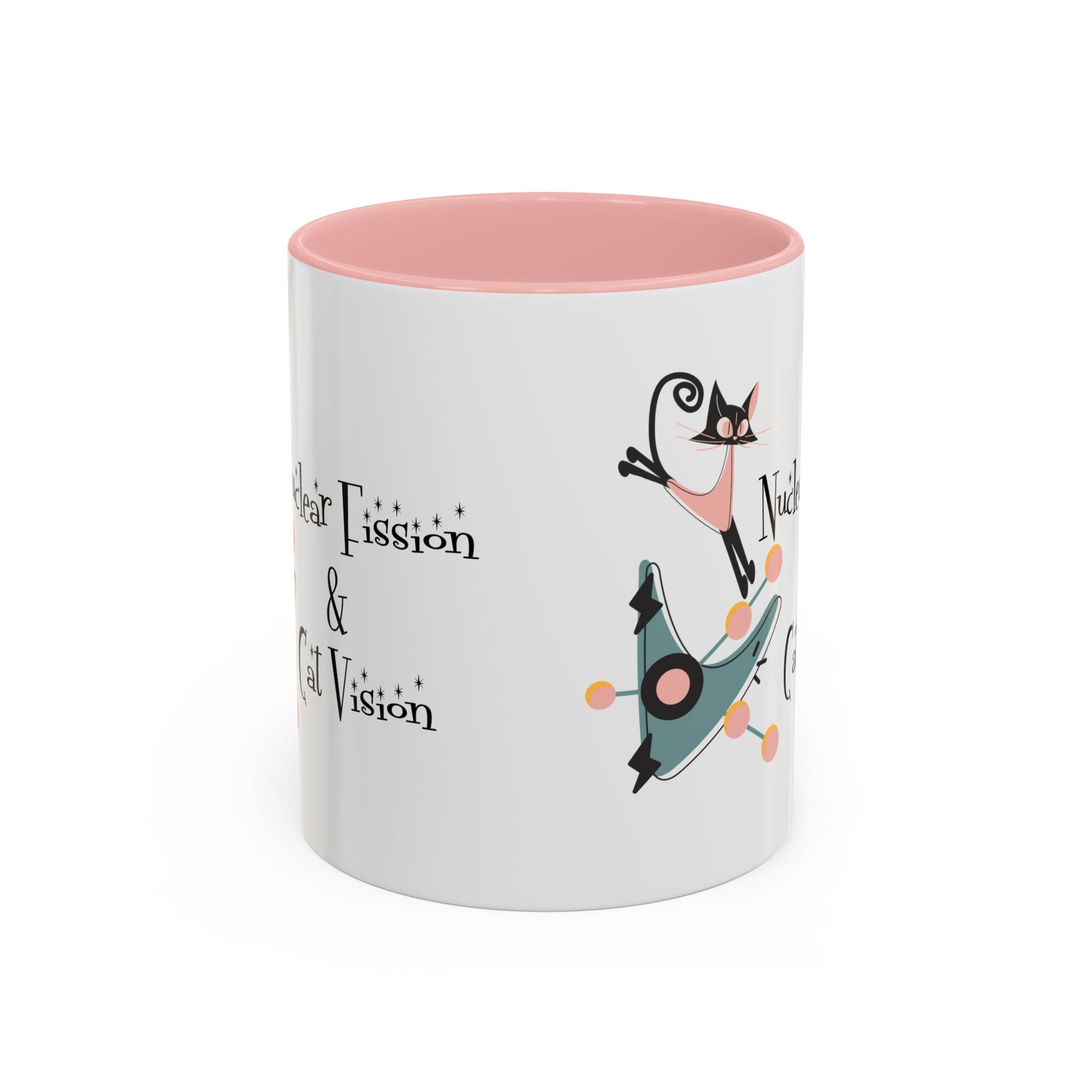 Atomic Cat Coffee Tea Mug, Mid Century Modern Boomerang, Space Age Atomic Drinkware For Cat And Coffee Lovers - Mid Century Modern Gal