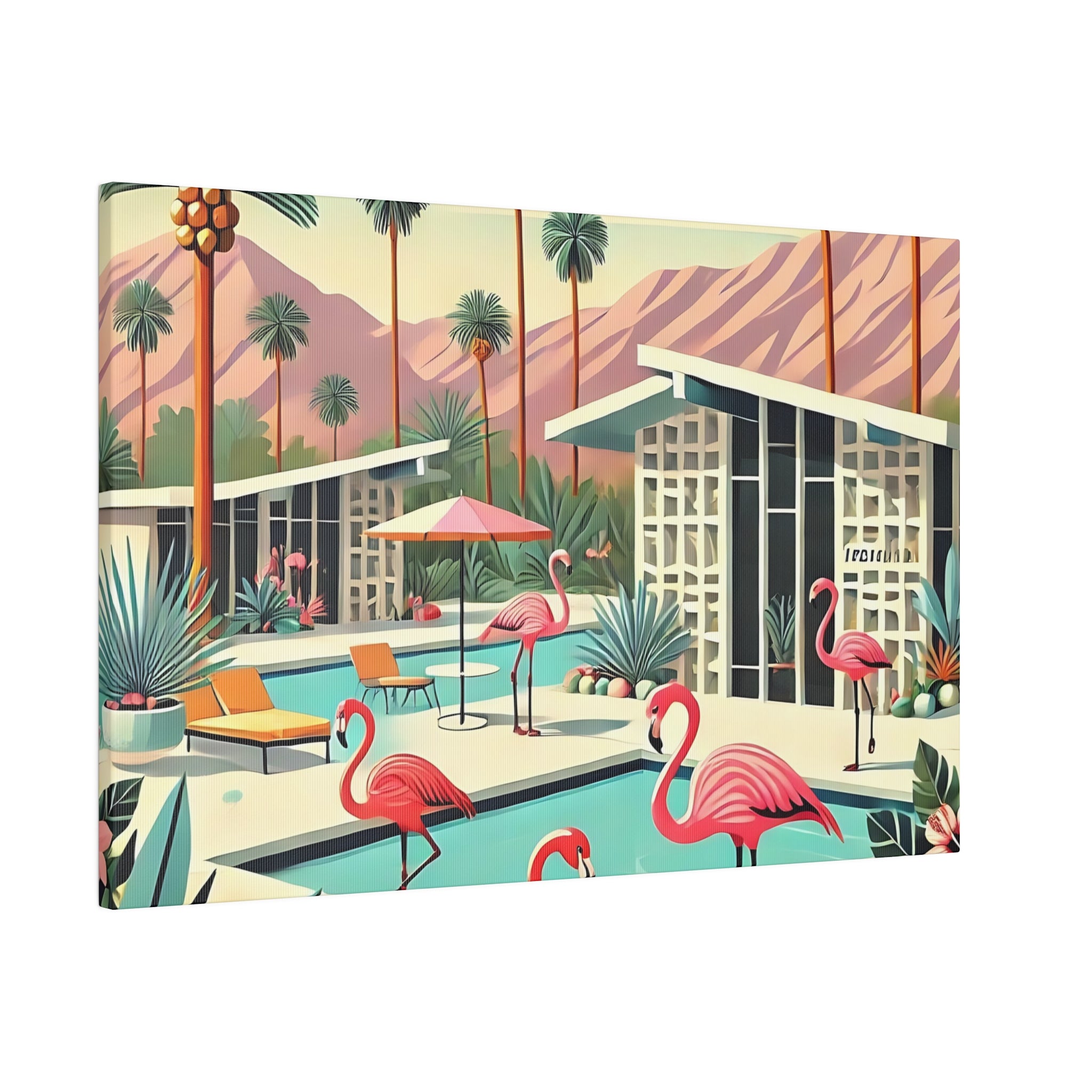 50s Mid Century Modern Wall Art, Palm Springs Flamingo Breeze Block MCM Art - Mid Century Modern Gal