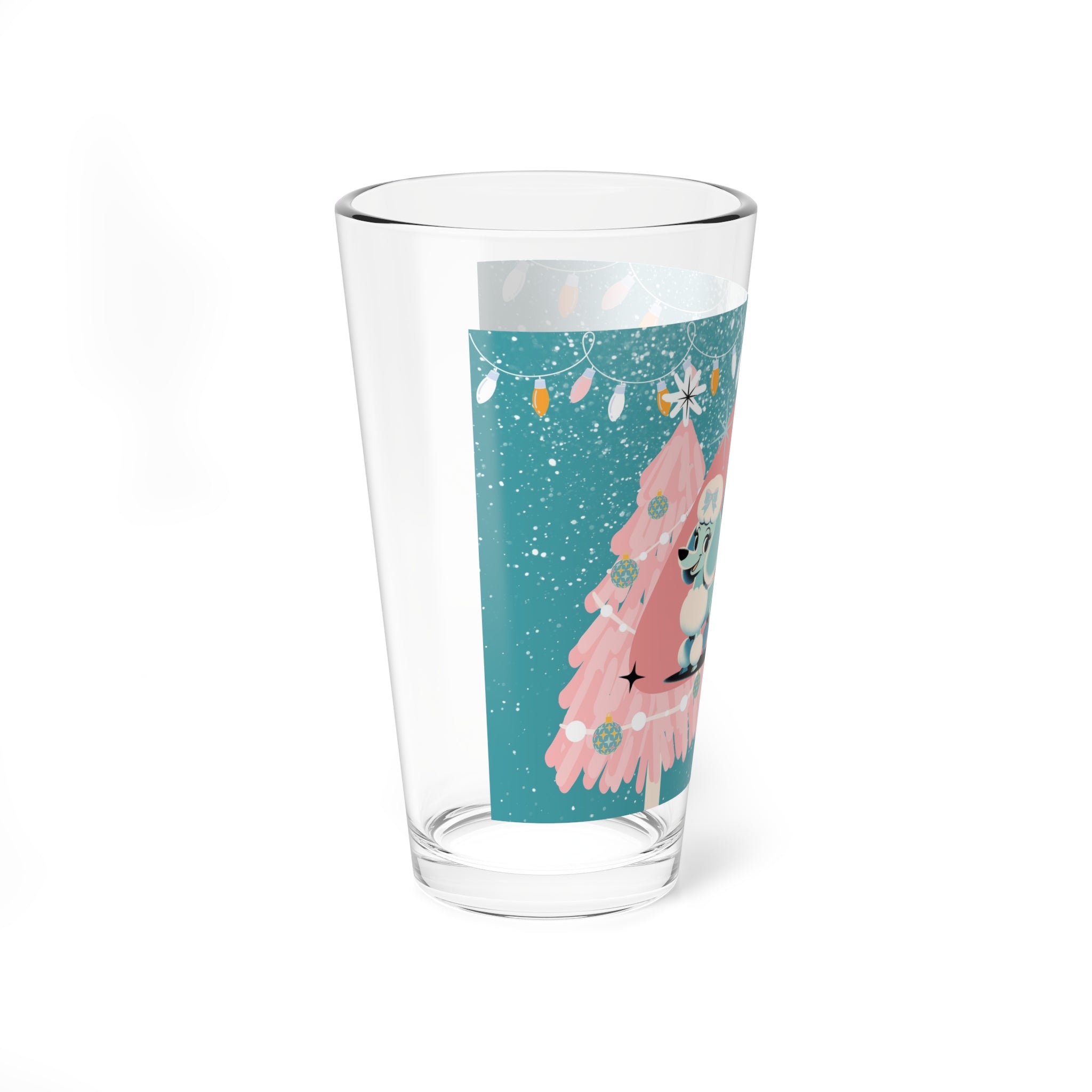 Mid Century Modern Barware Christmas 50s Poodle Mixing Glass, 16oz - Mid Century Modern Gal