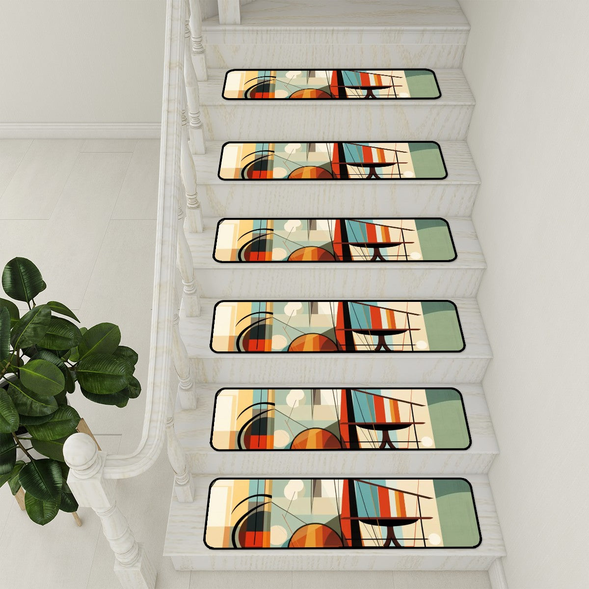 Mid Century Modern Bauhause Designed Non Slip Carpet For Stairs Treads - Mid Century Modern Gal