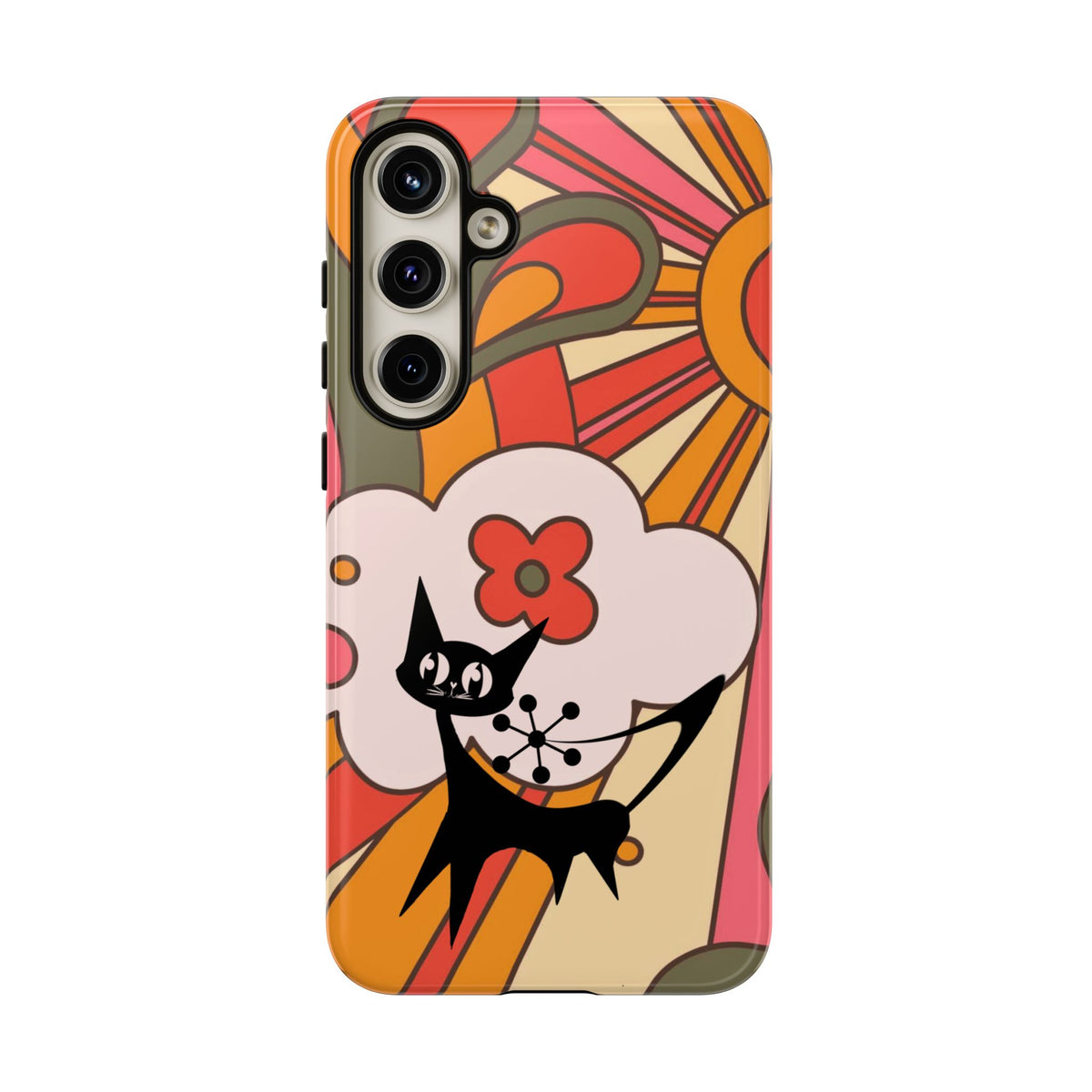 Atomic Cat, Retro Sunburst, Groovy Mod Smart Phone Tough Phone Cases