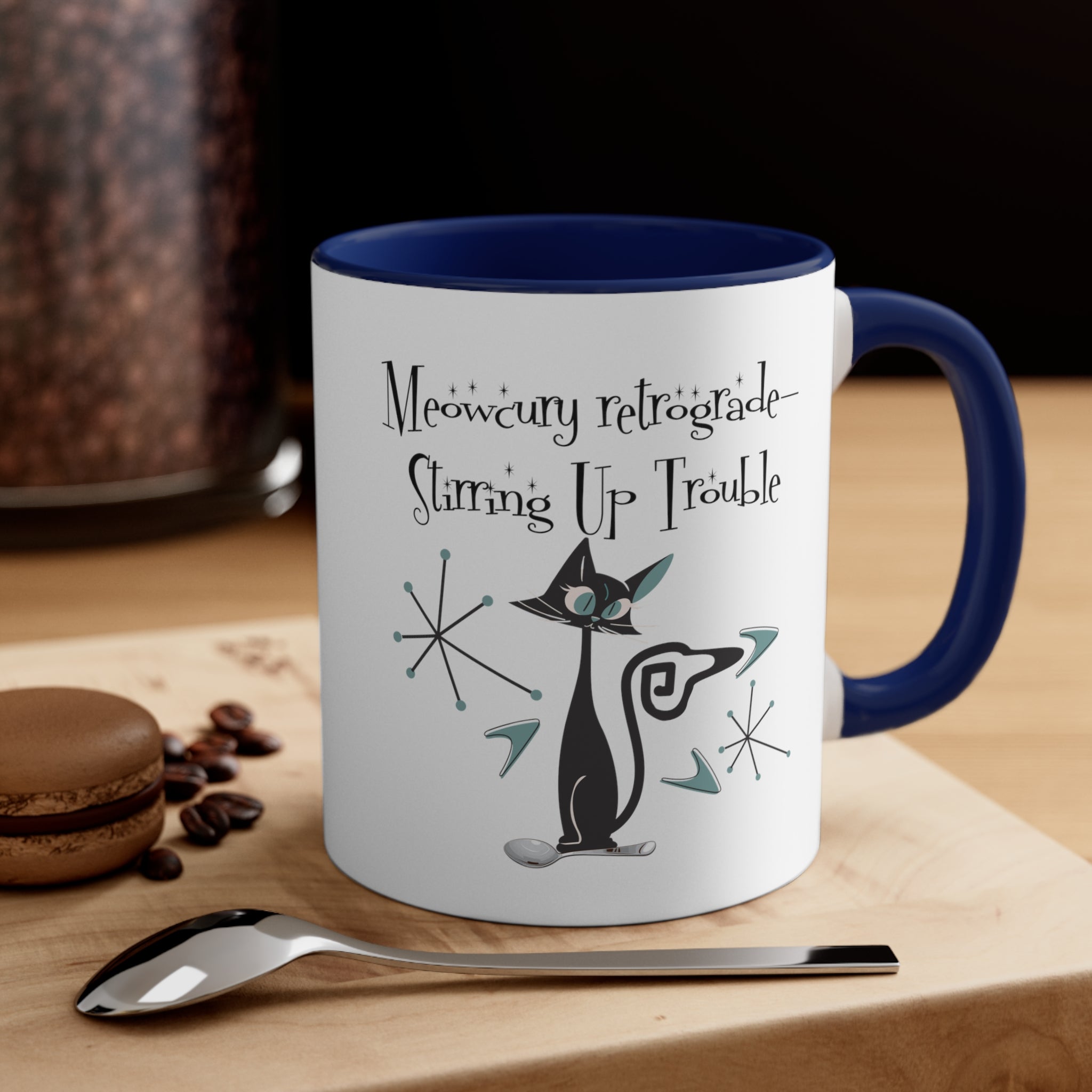Atomic Kitty Cat, Mid Century Modern Drinkware, Funny, Kitschy Style, Cat Lover, Coffee Lover Mug Gifts - Mid Century Modern Gal