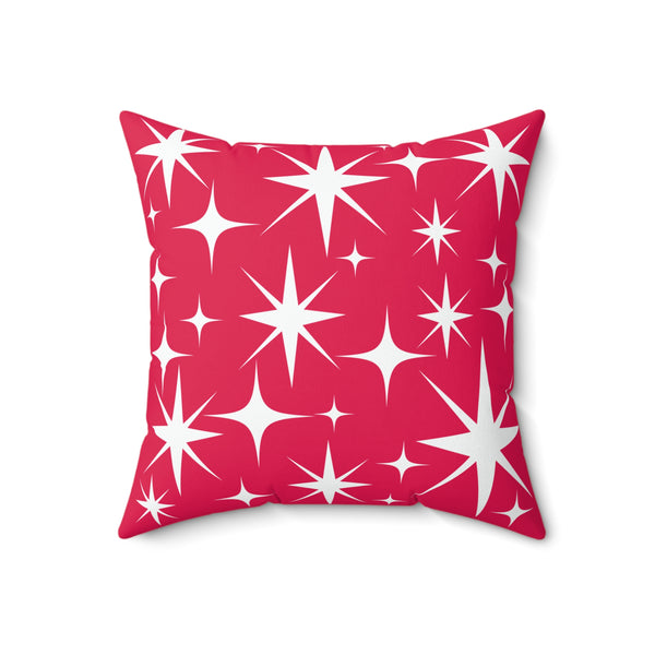 Mid Century Modern Starburst Mod Retro Pillow, Raspberry Delight Pillow And Insert