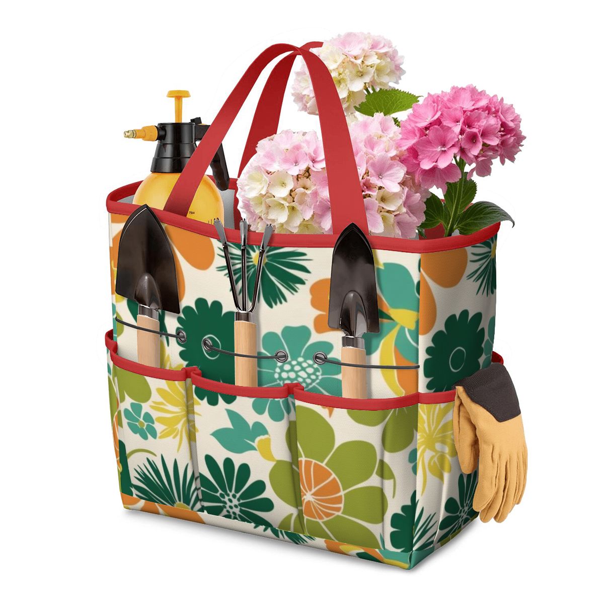 70s Flower Power Retro Groovy Mod Orange Yellow Teal Green Garden Tool Bag - Mid Century Modern Gal