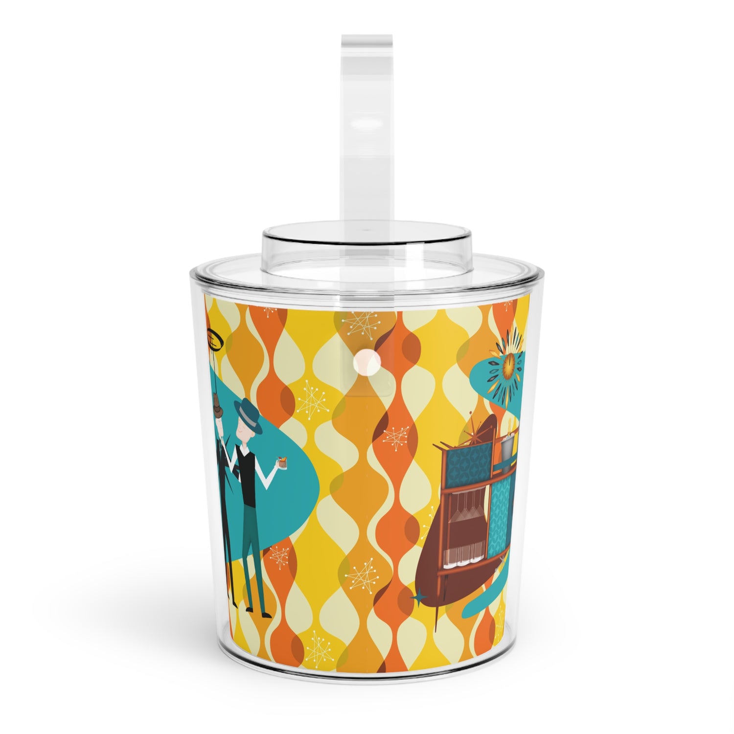 Mid Century Modern Barware, Male Couple, Gay Couple, Kitschy 50s Fun Retro Party Bar Ice Bucket with Tongs - Mid Century Modern Gal