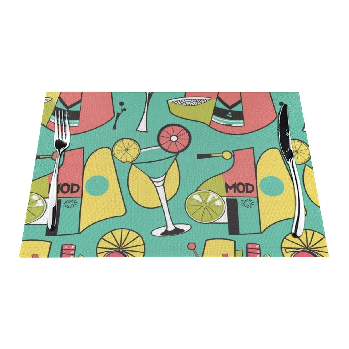 Mid Century Mod Barware Tabletop Kitschy Fun Placemat - Mid Century Modern Gal