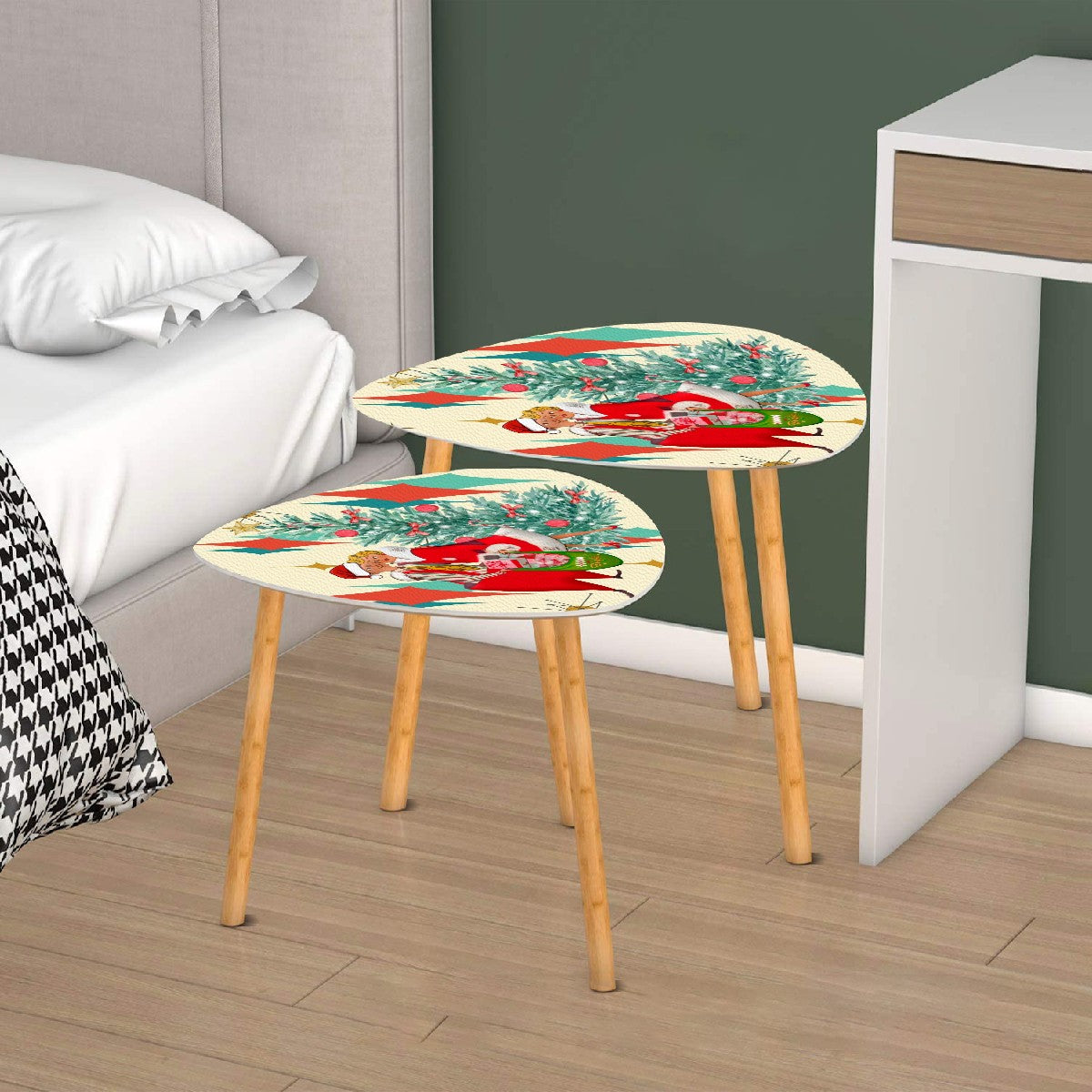Mid Century Modern Kitschy 50s Christmas Holiday Nesting Tables - Mid Century Modern Gal