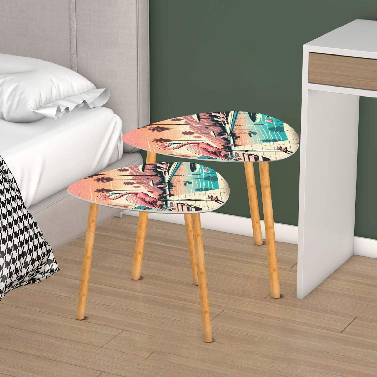 Palm Spring California, Retro Flamingo Mid Century Modern Nesting Tables - Mid Century Modern Gal