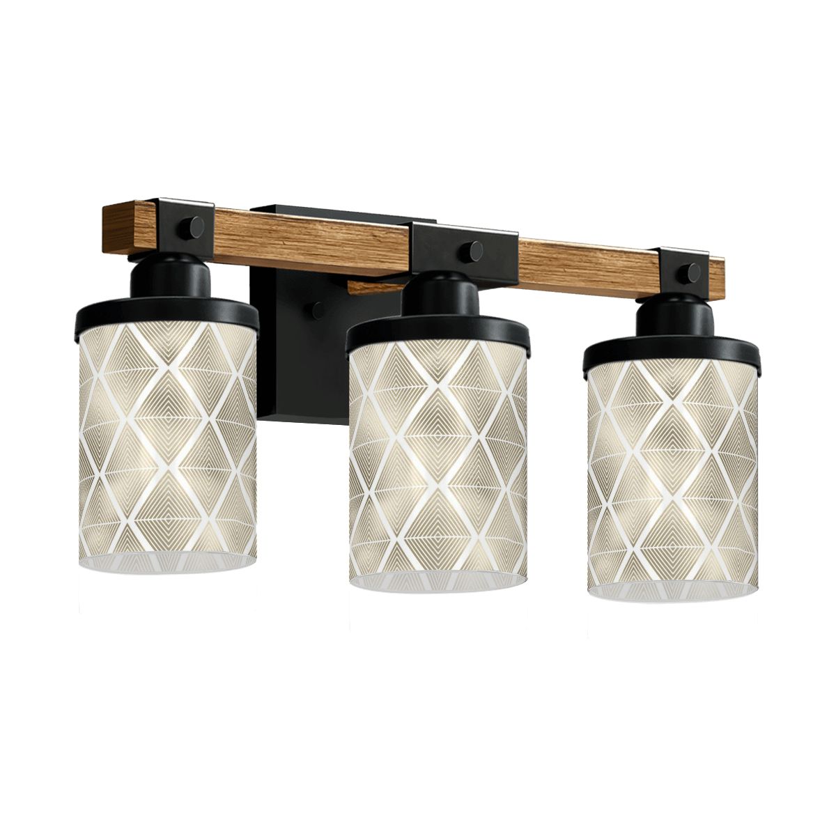 Mid Mod Art Deco Gold Flecked Diamond Pattern Retro Vanity Light Fixture - Mid Century Modern Gal