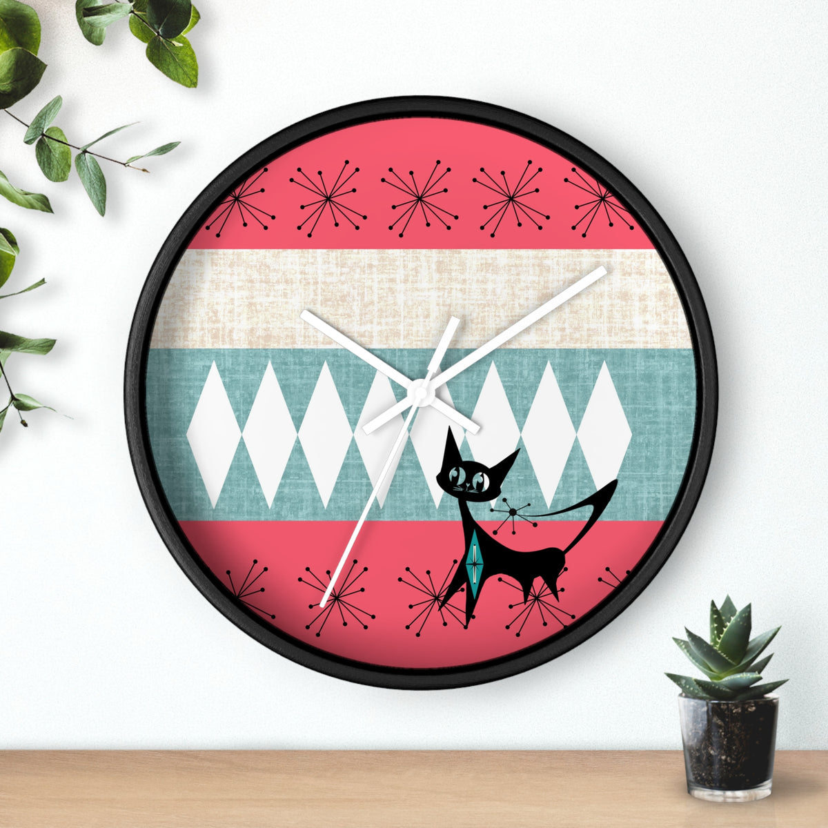 Atomic Cat, Mid Century Modern Retro Cat Wall Clock - Mid-Century Modern Timepiece - Mid Century Modern Gal