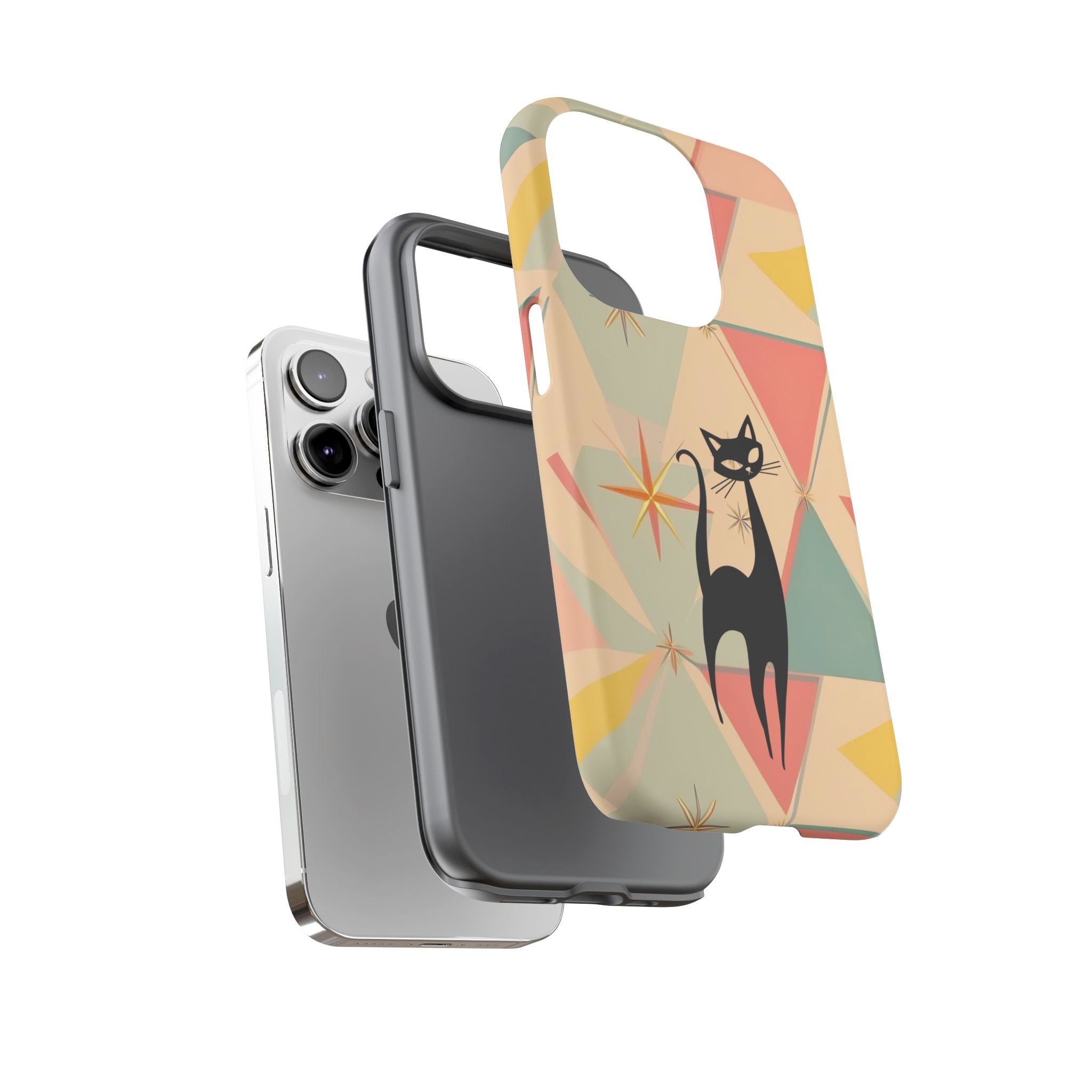 Atomic Cat Mid Mod Retro Cat Phone Case | Tough Cases with Vintage Vibe | Ideal for Cat Lovers