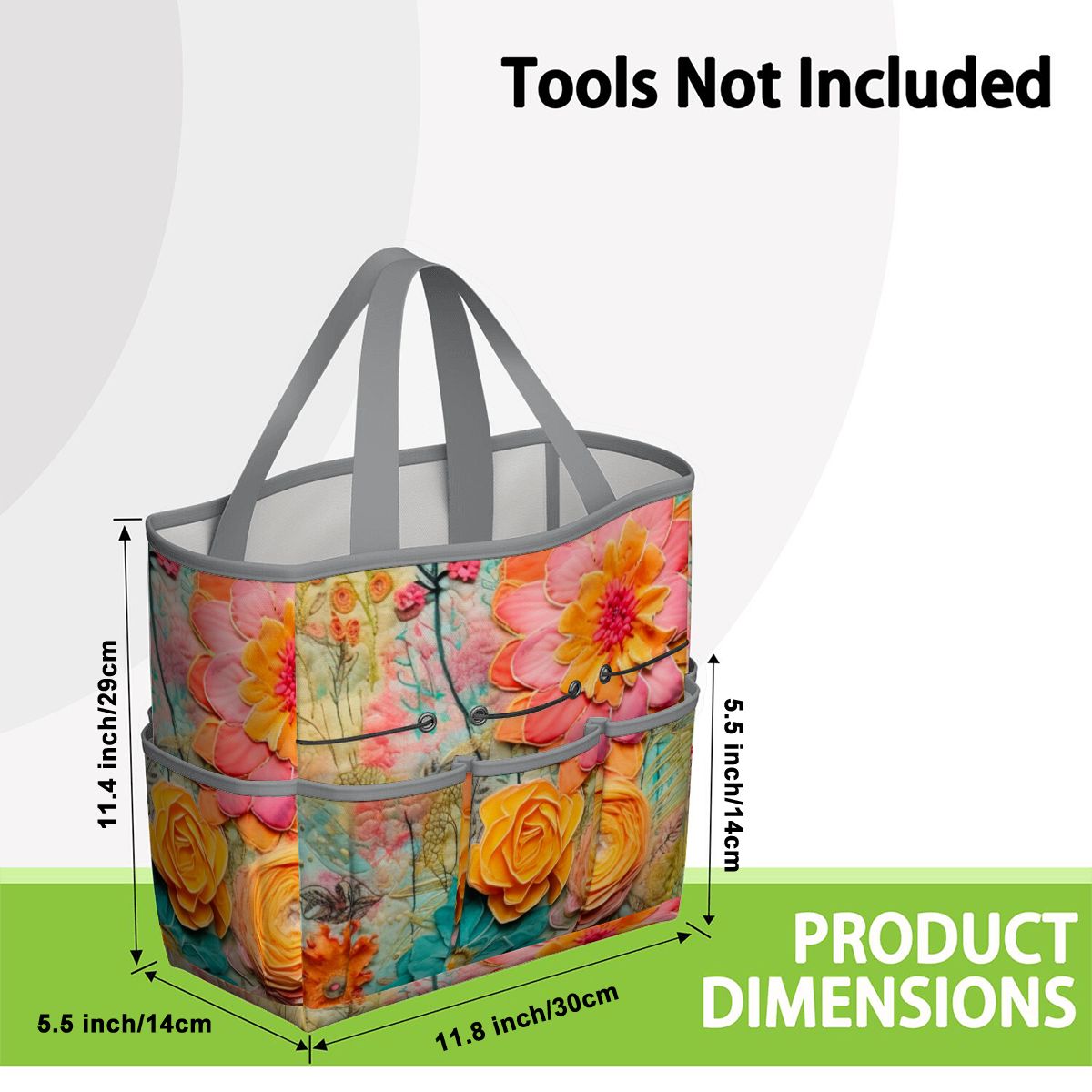Bohemian Retro Flower, Faux Pressed Floral Mod Garden Tool Bag - Mid Century Modern Gal