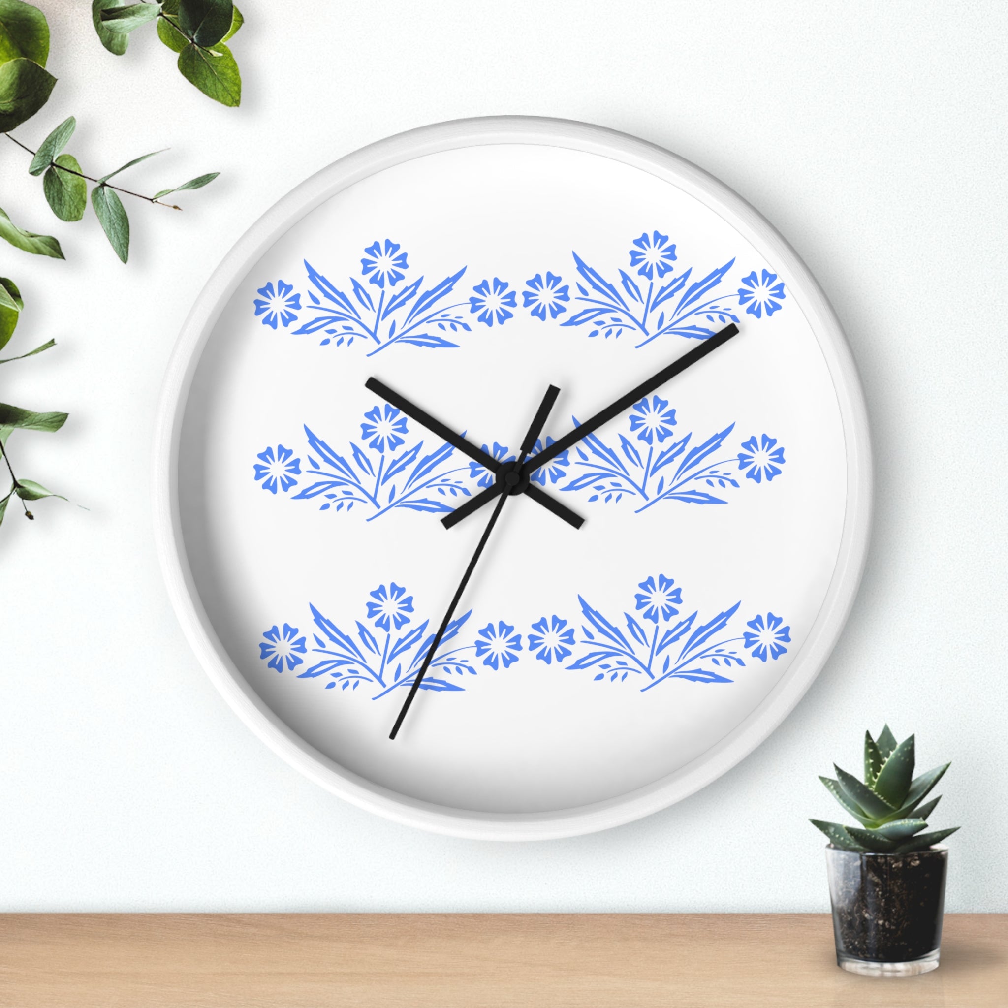 Blue Cornflower Corningware Inspired Kitschy Kitchen Wall Clock - Mid Century Modern Gal