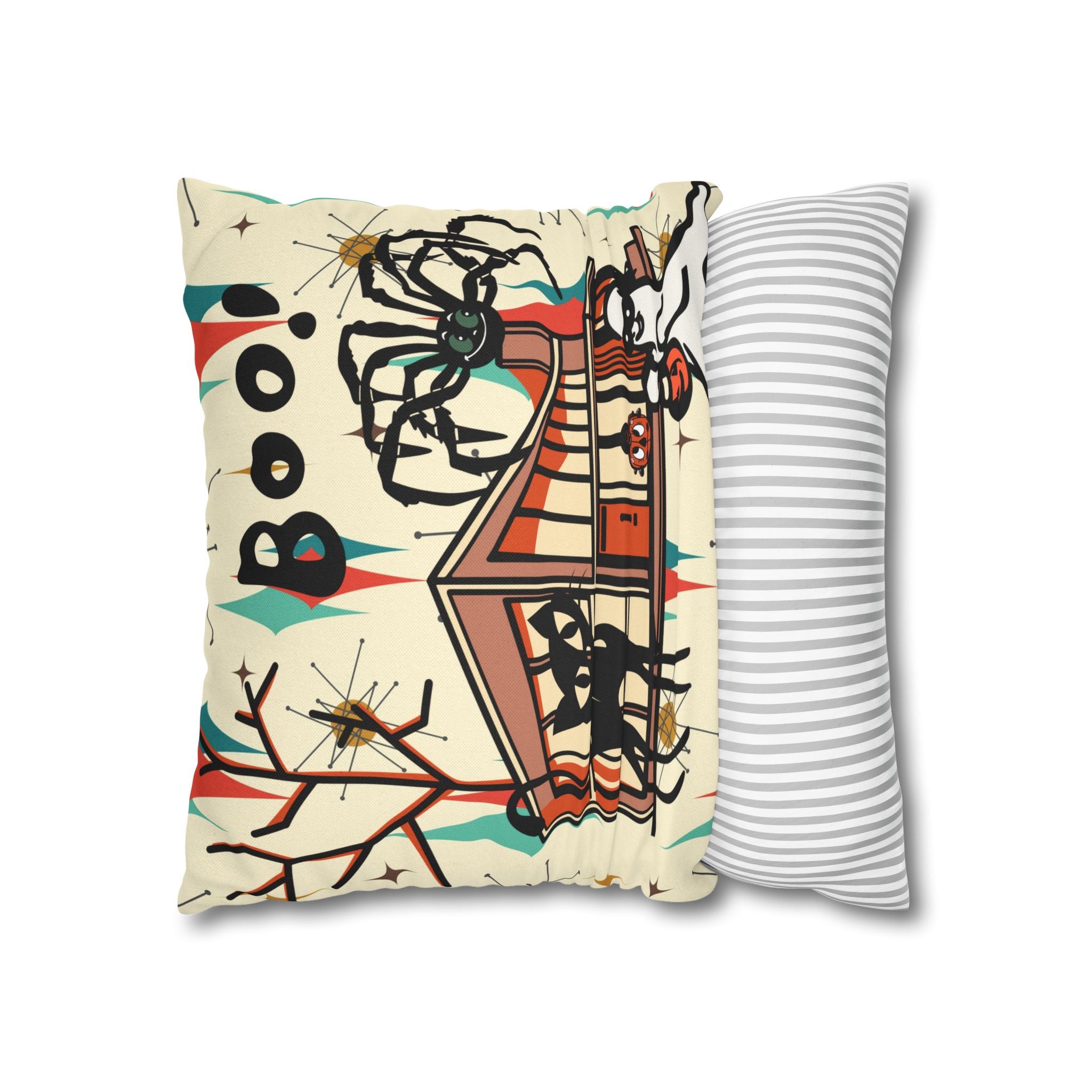 Retro Halloween, Atomic Cat Franciscan Pattern, Kitschy Boo Pillow Cover Only - Mid Century Modern Gal