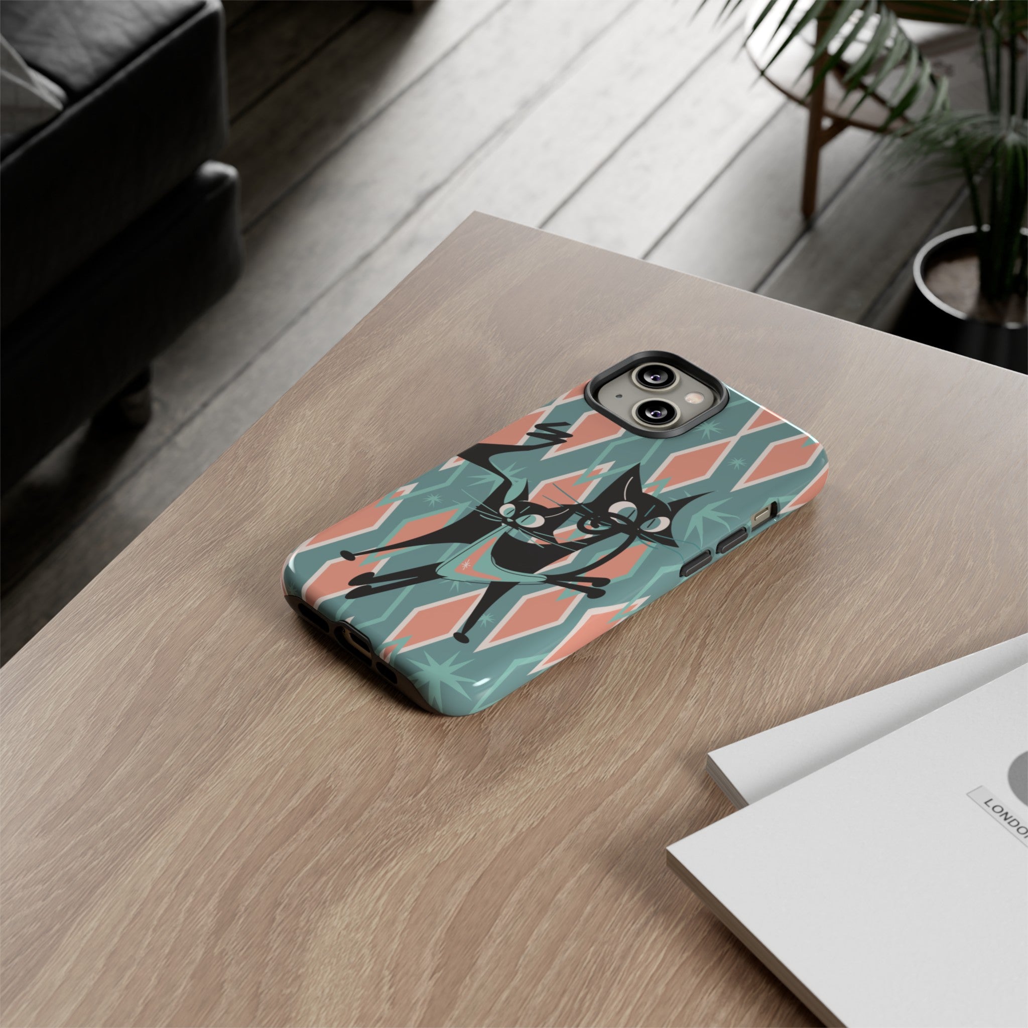 Mid Mod Atomic Cat Kitschy Retro Chic Samsung, Smart Phone Tough Cases - Mid Century Modern Gal