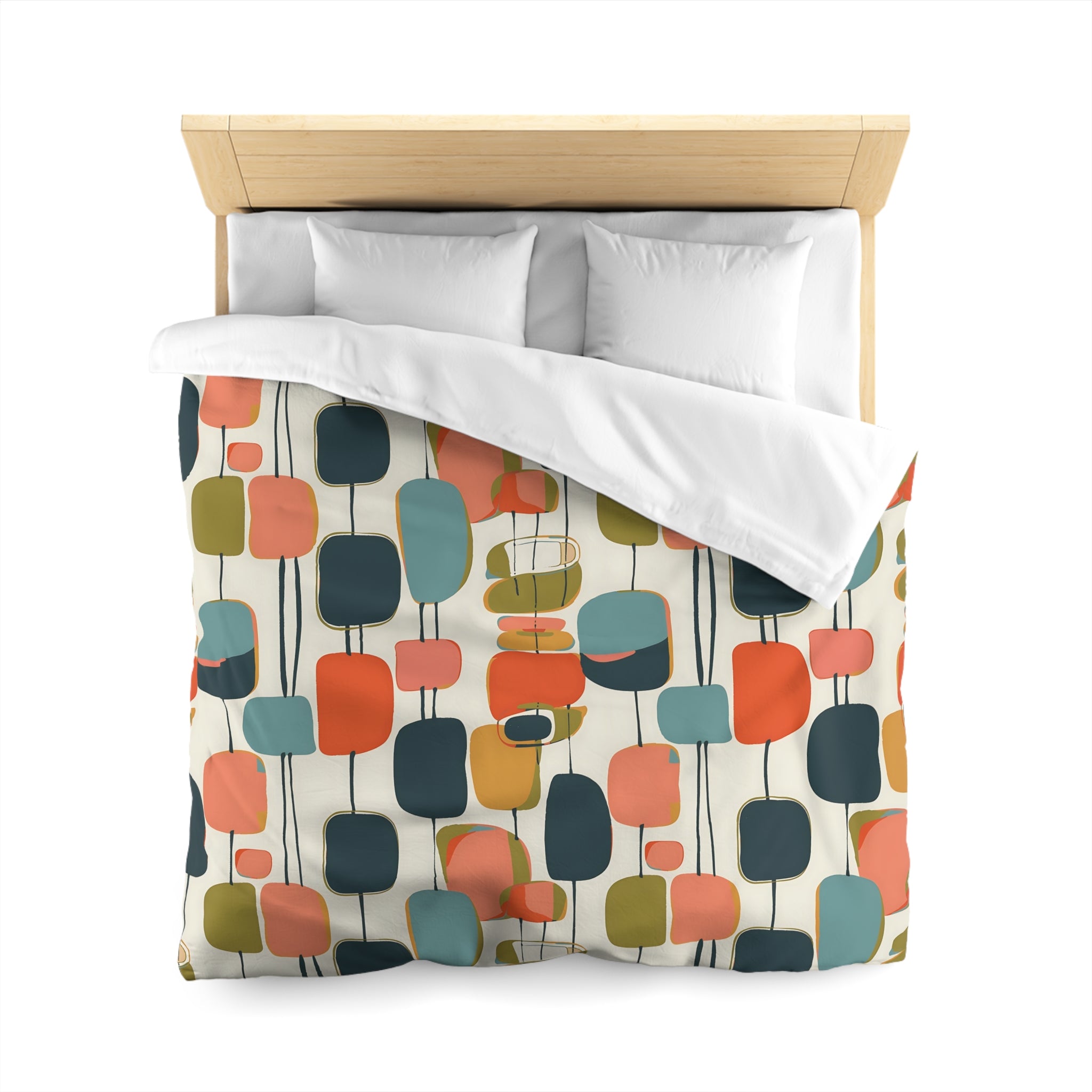 Mid Century Mod Scandinavian Abstract, Geometric Colorful Retro Duvet Cover - Mid Century Modern Gal