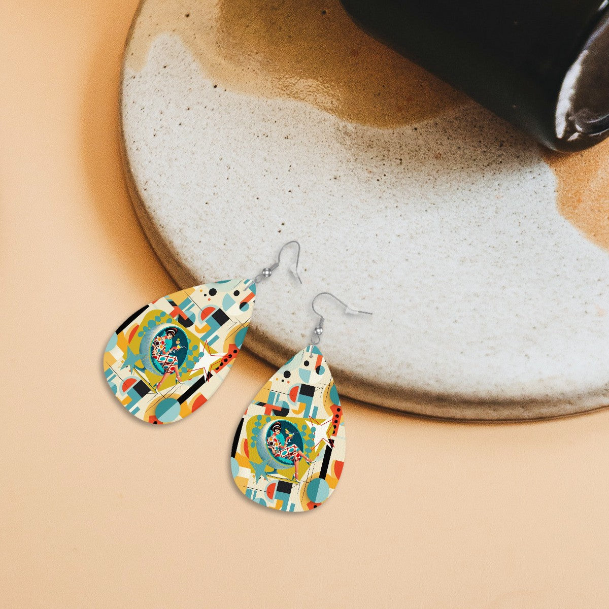 Mid Mod 60s Gal Bauhaus Designed Retro Teardrop Earrings - Mid Century Modern Gal