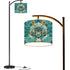 Chinoiserie Floor Lamp, Teal Gold Elegant Floral Arc Modern Floor Lamp - Mid Century Modern Gal