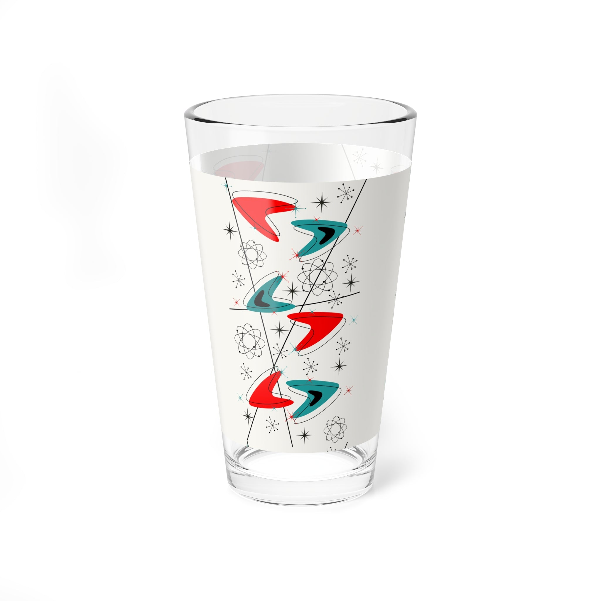 Mid Century Modern Starburst Barware, Atomic Space Age Pint Glass - Mid Century Modern Gal