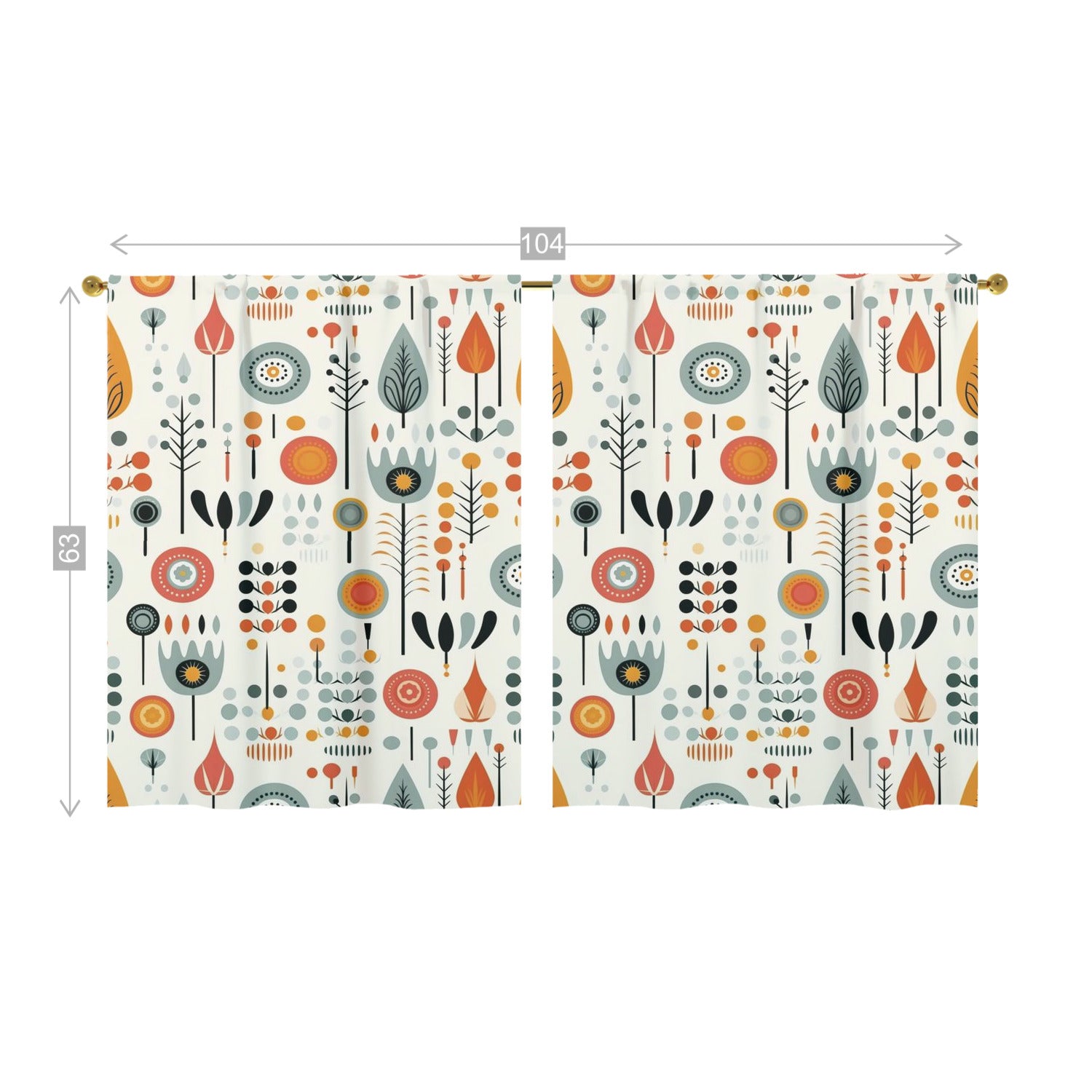 Mid Century Modern Scandinavian Floral, Mod Retro Opaque Window Curtains - Mid Century Modern Gal