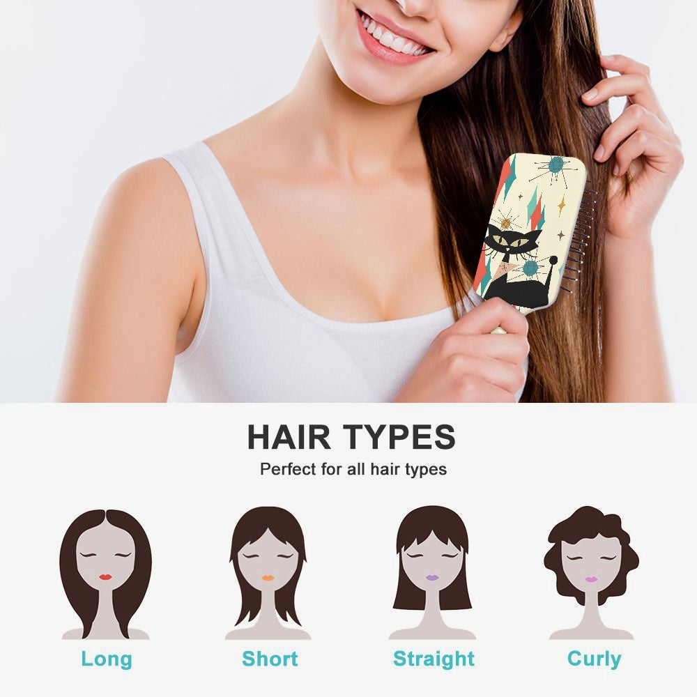 Mid Mod Atomic Cat Kitschy Vanity Hair Brush - Mid Century Modern Gal