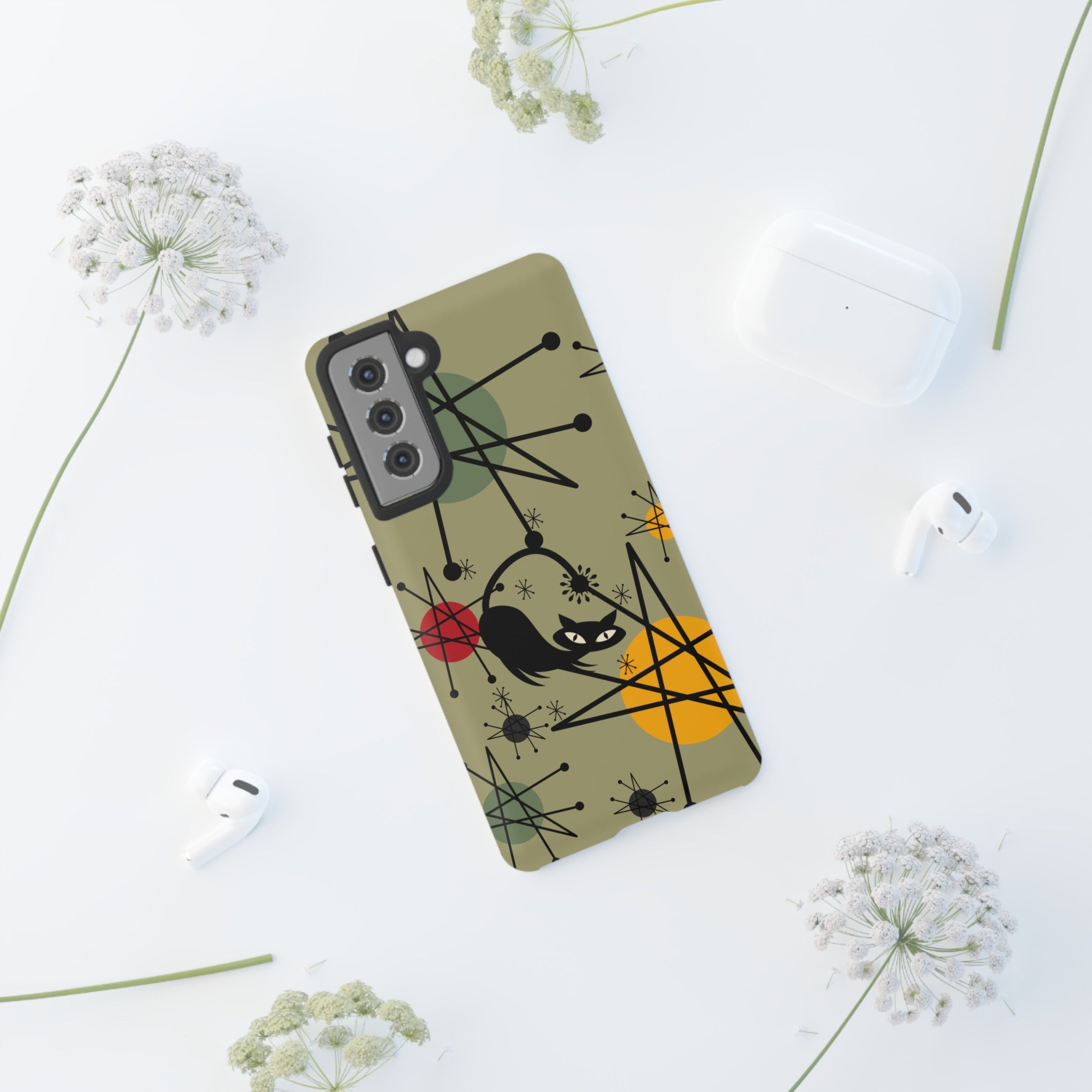 Mid Century Modern Atomic Cat, Retro Chic Groovy Mod Samsung, Smart Phone Tough Cases - Mid Century Modern Gal