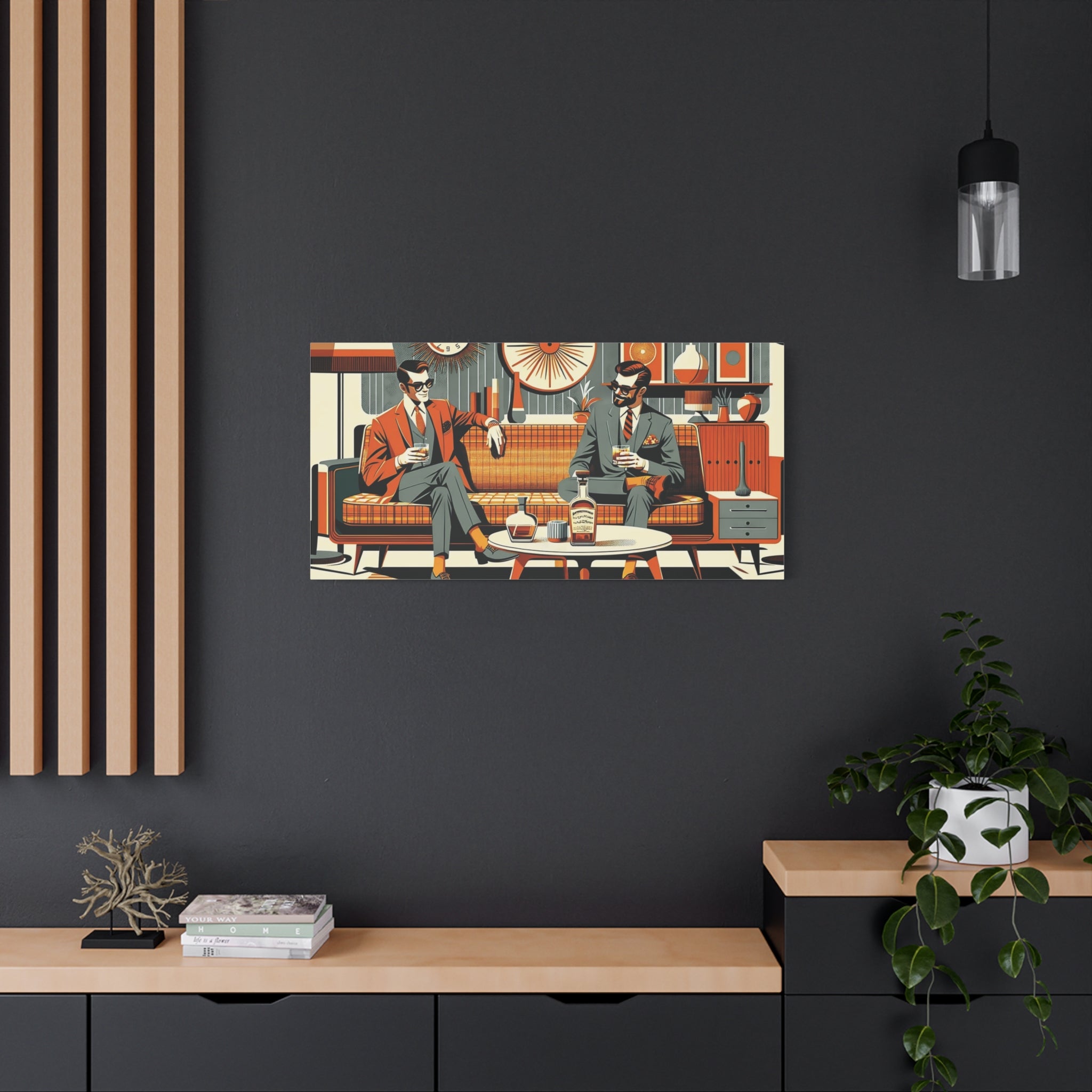 Mid Century Modern Mod Dude, Gay Male Couple Drinking Bourbon, MCM Art - Mid Century Modern Gal