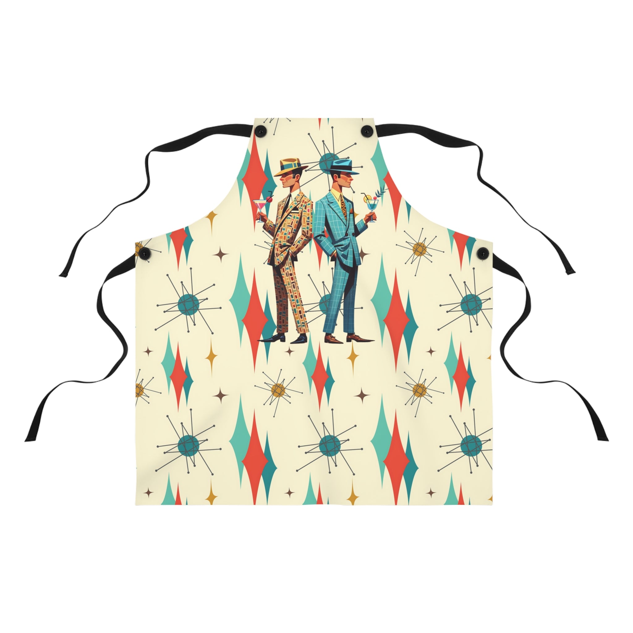 Mid Century Modern Dapper Dude, Cocktail MCM Barware Apron - Mid Century Modern Gal