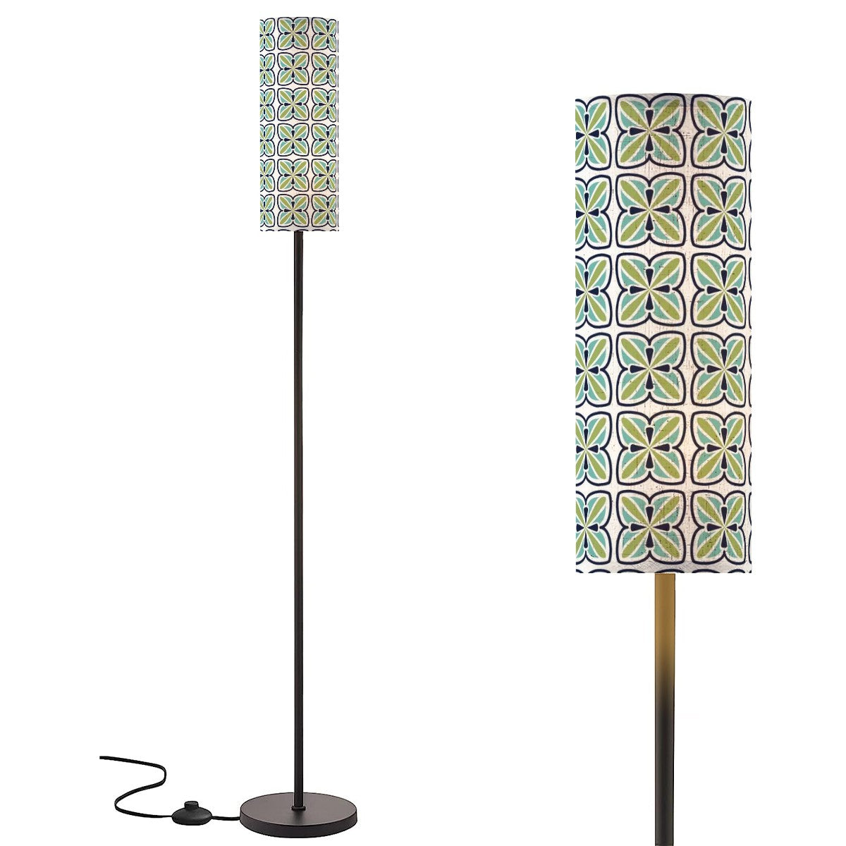 MCM Geometric Blue Green Slim Mod Floor Lamp - Mid Century Modern Gal