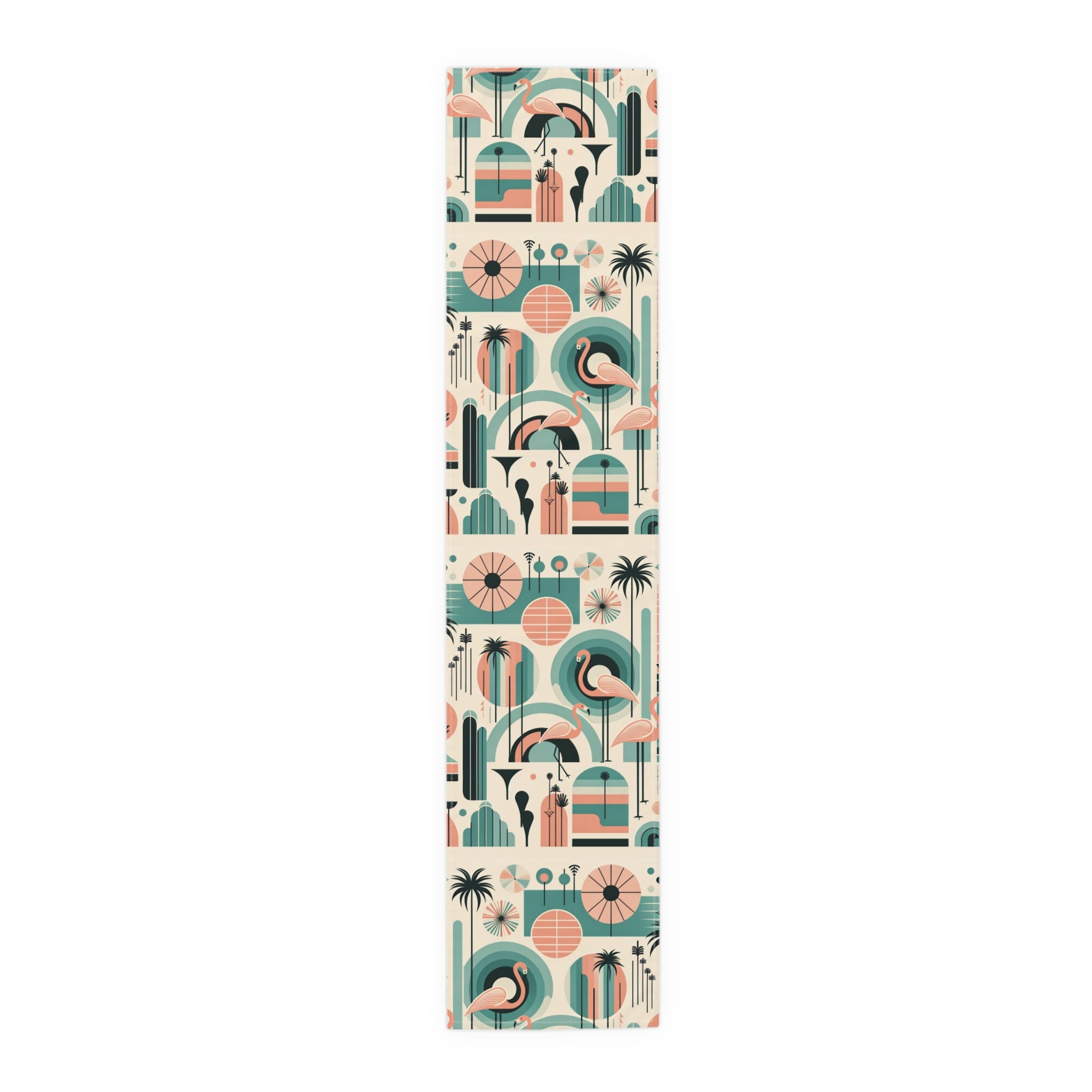 Palm Springs California Flamingo Mid Century Modern Pink, Aqua, MCM Table Runner - Mid Century Modern Gal