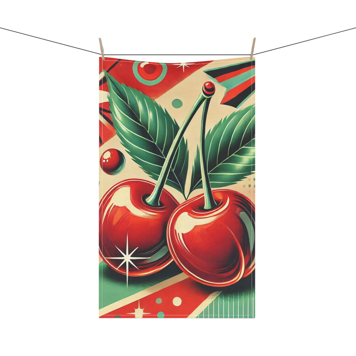 Retro Cherry Print Tea Towels | Vintage Kitchen Decor | Perfect Gift for Foodies - Mid Century Modern Gal