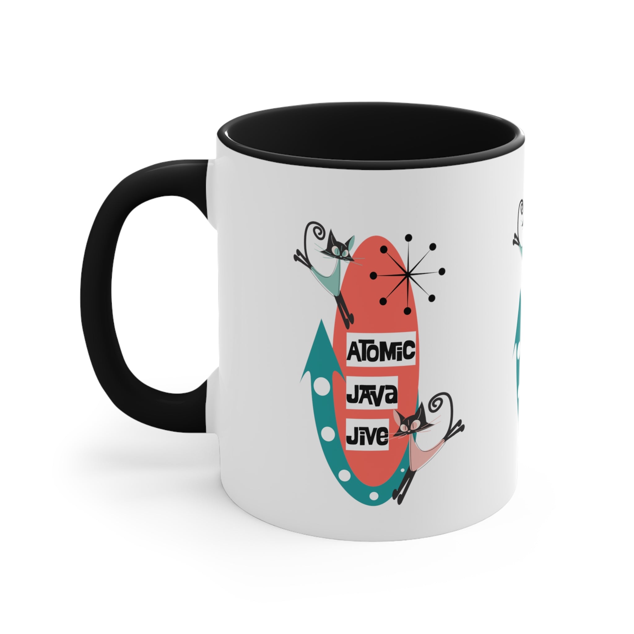Atomic Cat, Mid Century Modern Coffee Mug For Coffee Lover, Atomic Java Jive, Kitschy Fun Gifts For Co-worker, Mom, Bestie - Mid Century Modern Gal