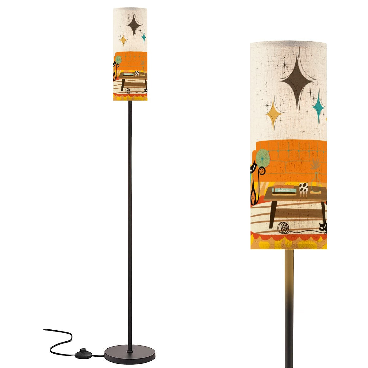 Mid Century Mod Atomic Kitschy Cats, Livingroom, Bedroom Office MCM Floor Lamp - Mid Century Modern Gal