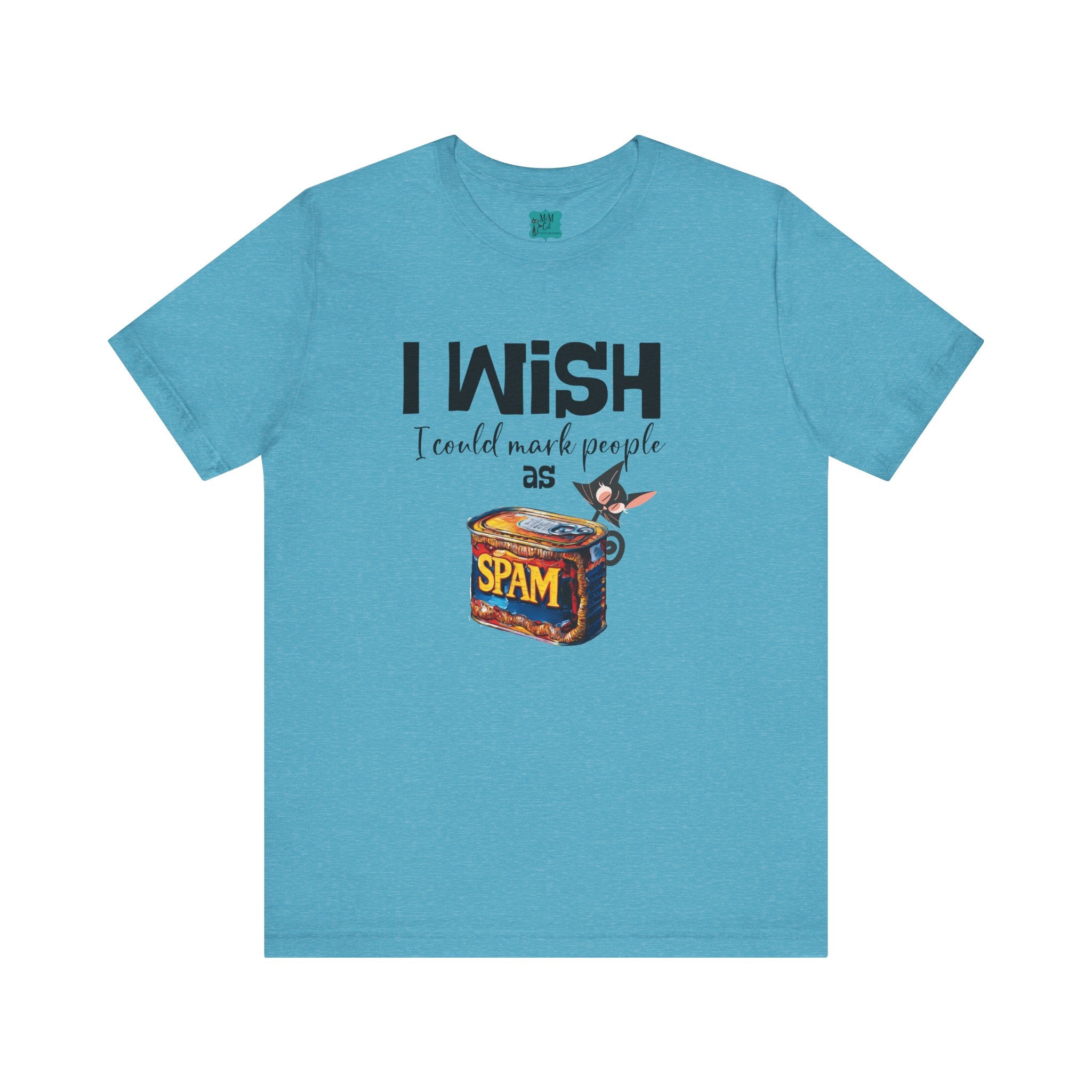 Funny Atomic Cat Mid Mod Retro Tee, I wish I could Mark People As Spam Unisex Jersey Short Sleeve Tee - Mid Century Modern Gal