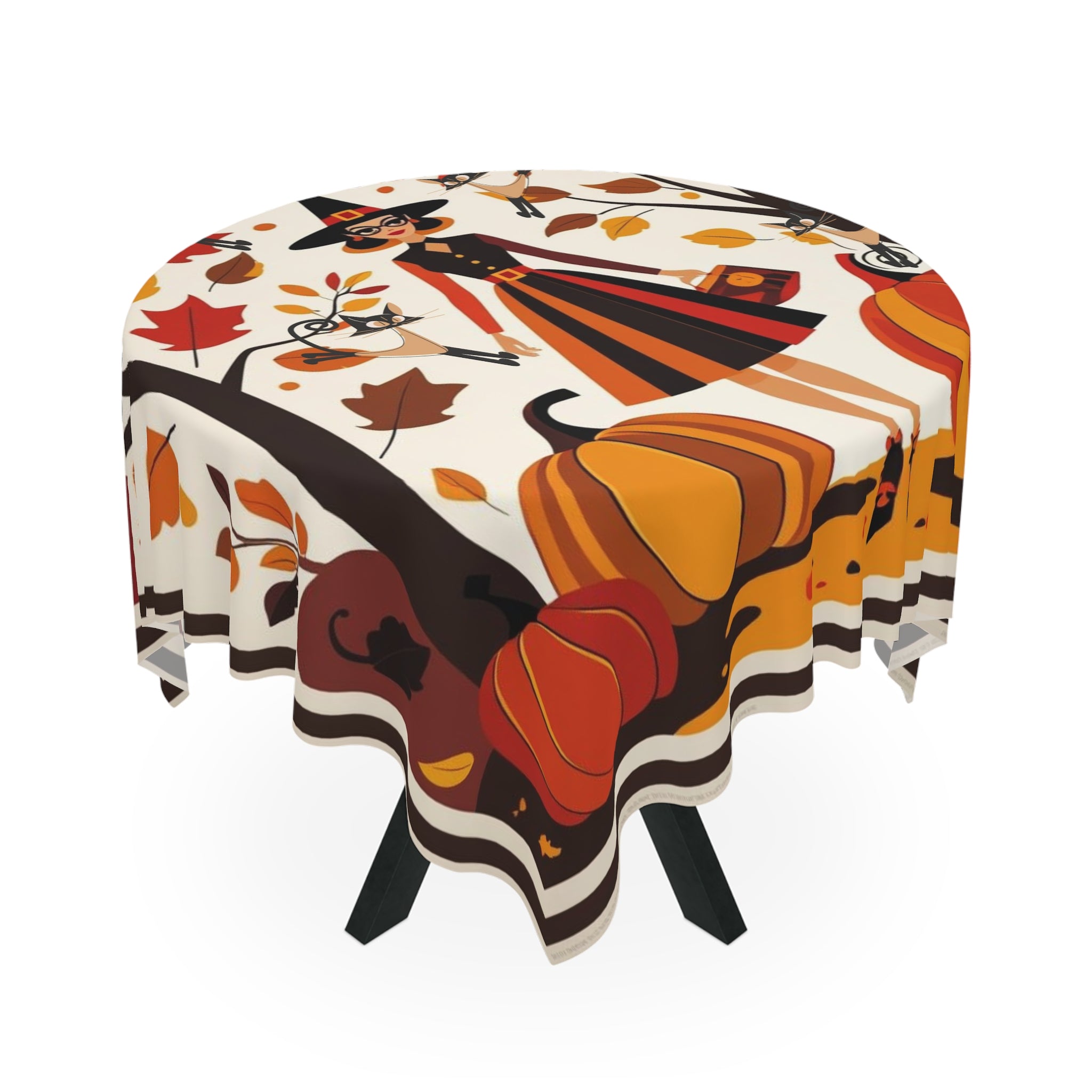 Mid Mod Gal Kitschy Quirky Flying Atomic Cats, Fall Halloween Seasonal Tablecloth - Mid Century Modern Gal