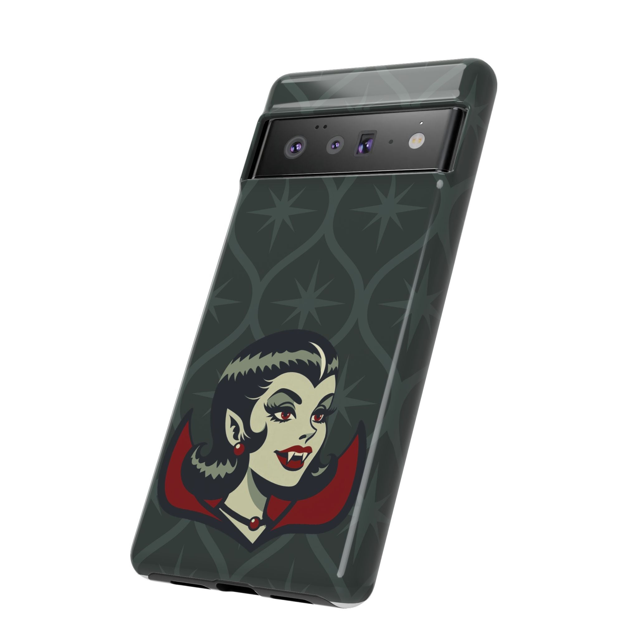 Vampire Dracula Girl Halloween Goth Horror Buff MCM Green Tough Phone Case