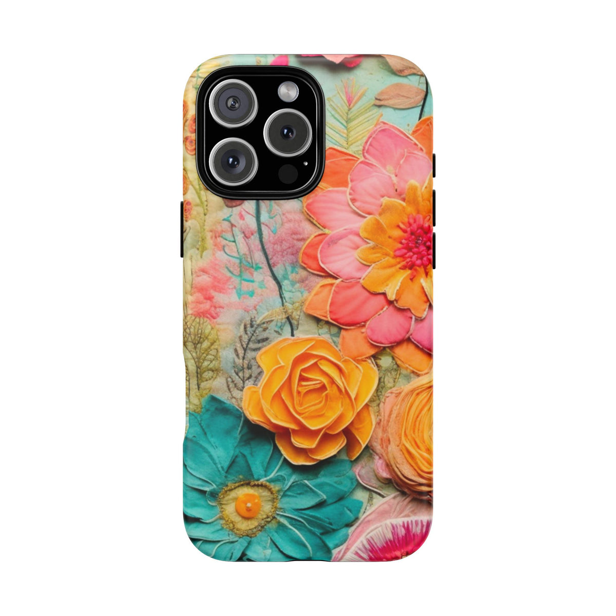 Boho Retro Floral Faux Pressed Flowers Smart Phone Tough Phone Cases