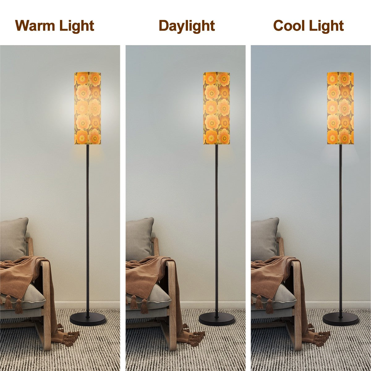 Retro Flower Marigold Orange Mid Century Modern Floor Lamp Modern Standing Lamp - Mid Century Modern Gal