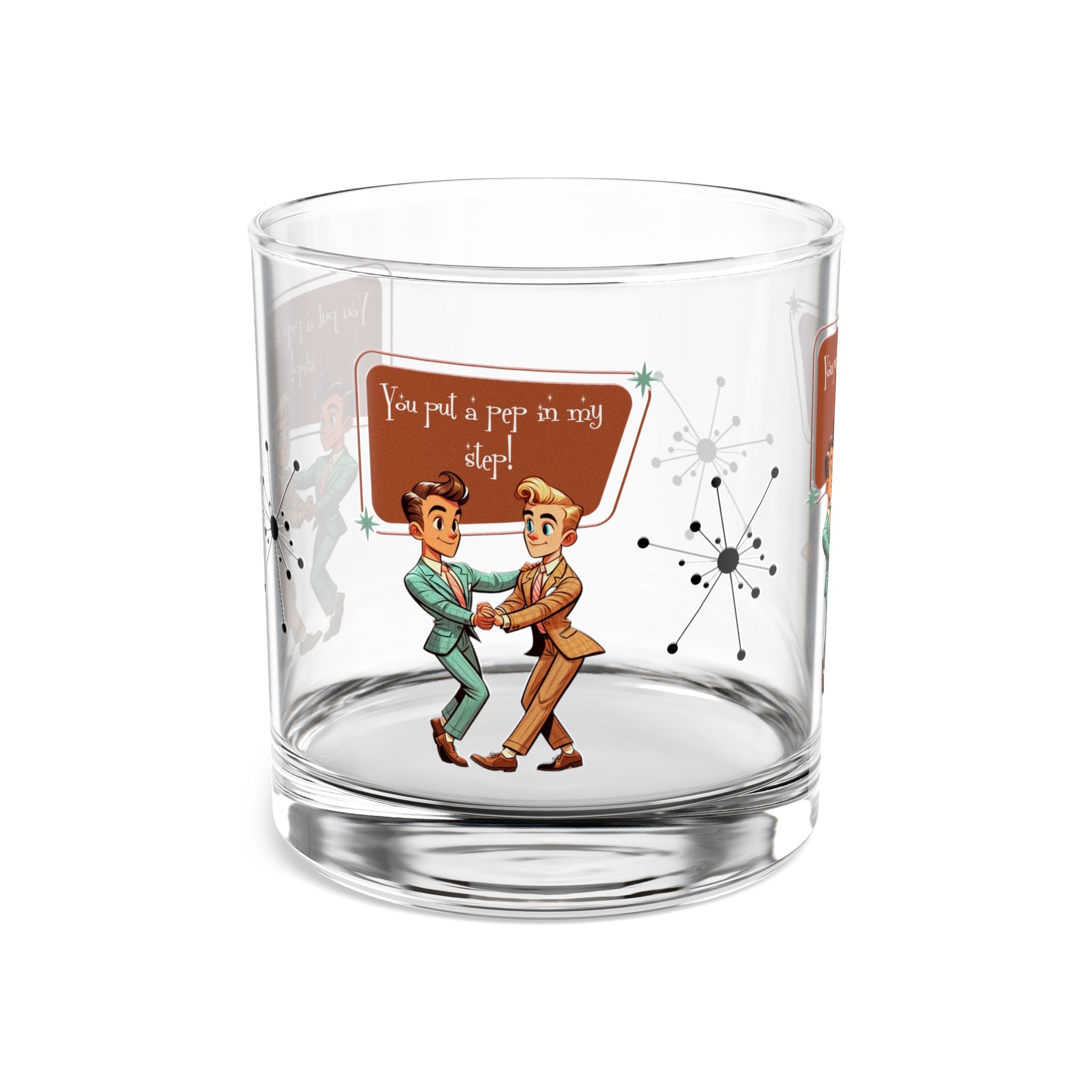Mid Century Modern Dapper Gentleman Male Gay Couple, You Put A Pep In My Step Cocktail Rock Glass, 10oz - Mid Century Modern Gal