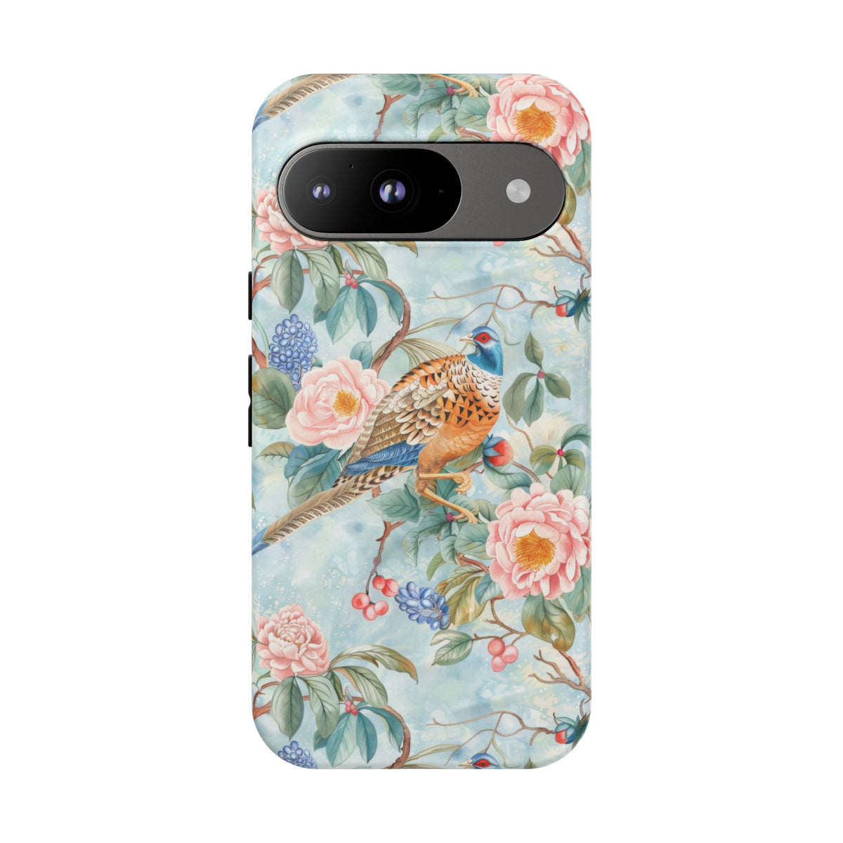 Chinoiserie Designed Floral Pheasant Phone Case with Bird Design
