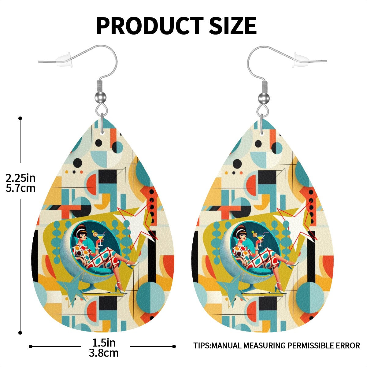 Mid Mod 60s Gal Bauhaus Designed Retro Teardrop Earrings - Mid Century Modern Gal